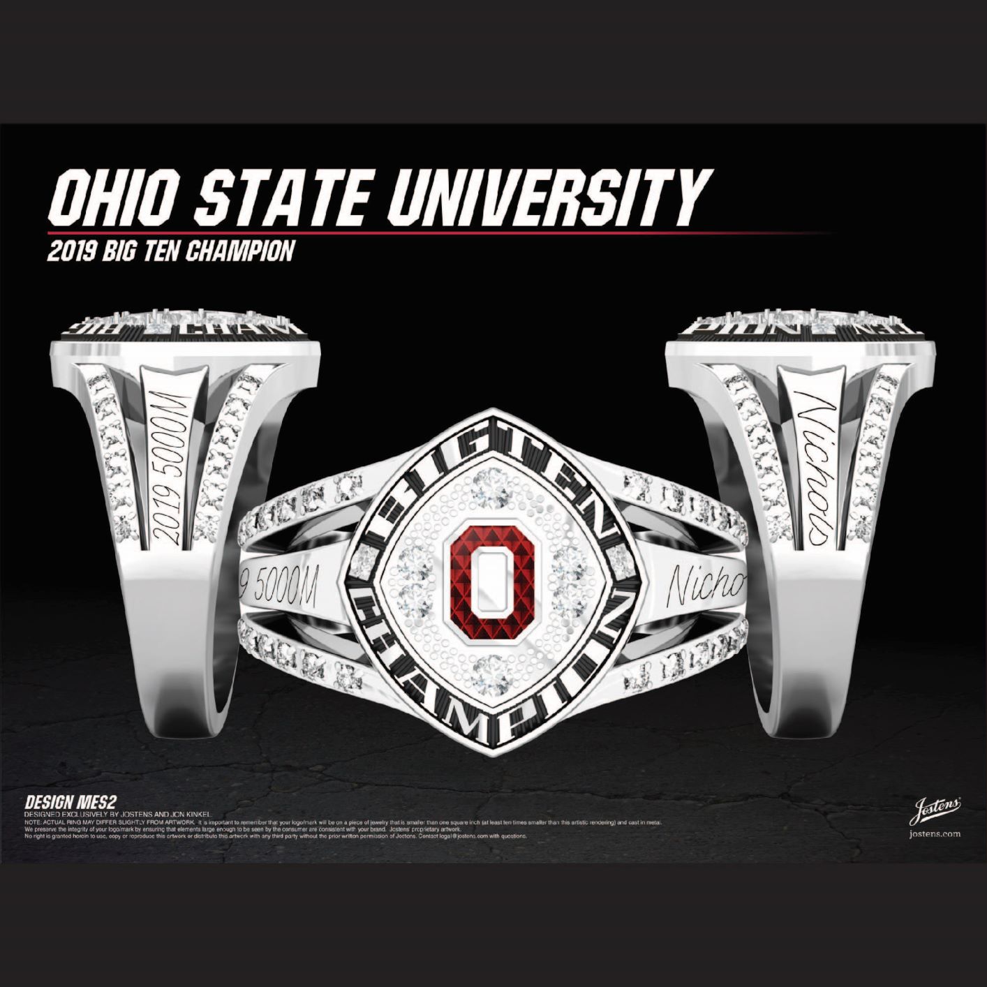 Ohio State University Women's Track & Field 2019 Big Ten Championship Ring