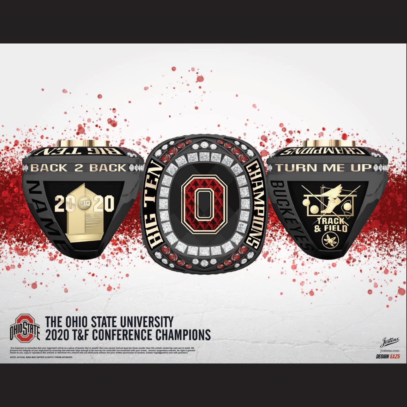 Ohio State University Women's Track & Field 2020 Big Ten Championship Ring