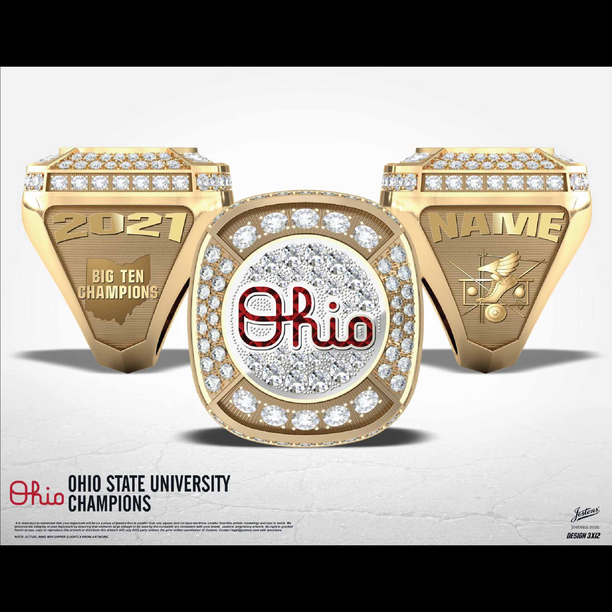 Ohio State University Women's Track & Field 2021 Big Ten Championship Ring