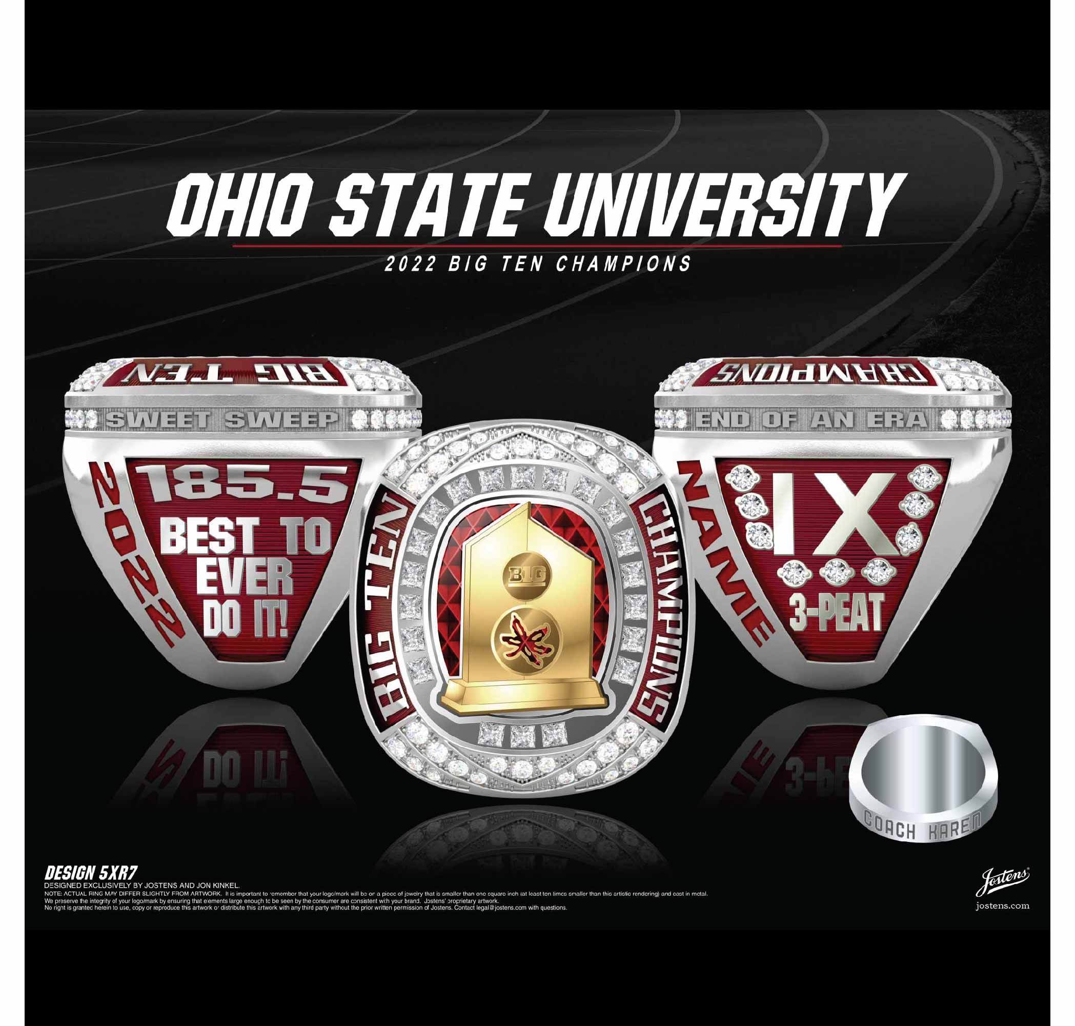 Ohio State University Women's Track And Field 2022 Big Ten Championship Ring