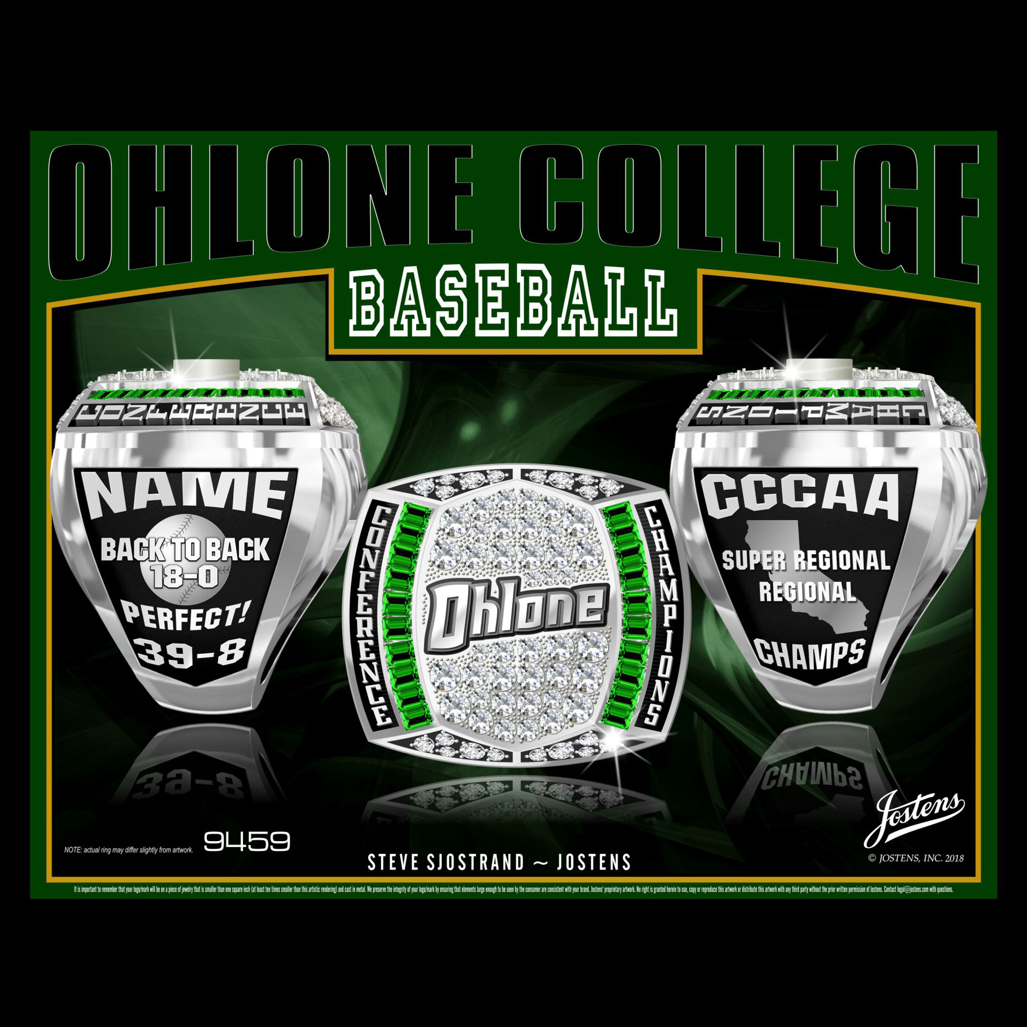 Ohlone College Men's Baseball 2018 Conference Championship Ring