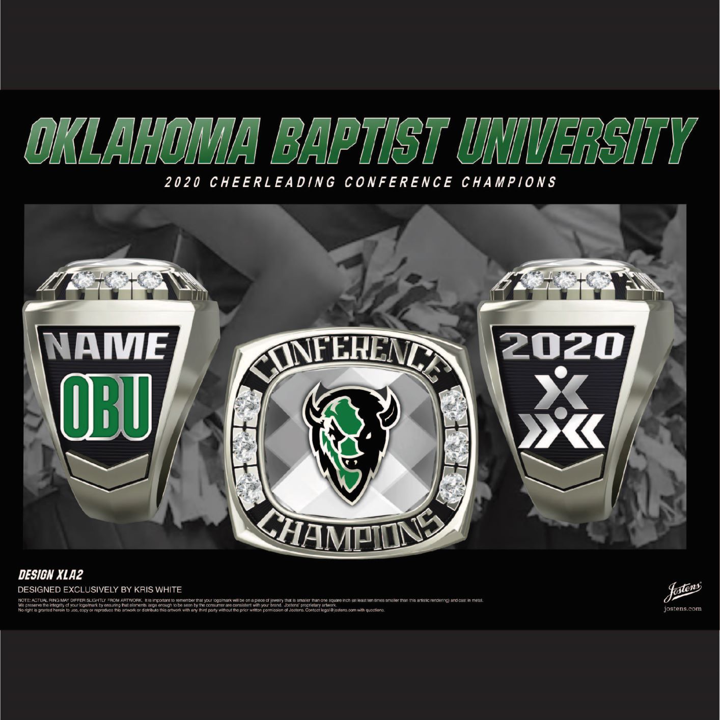 Oklahoma Baptist University Coed Cheer 2020 Conference Championship Ring
