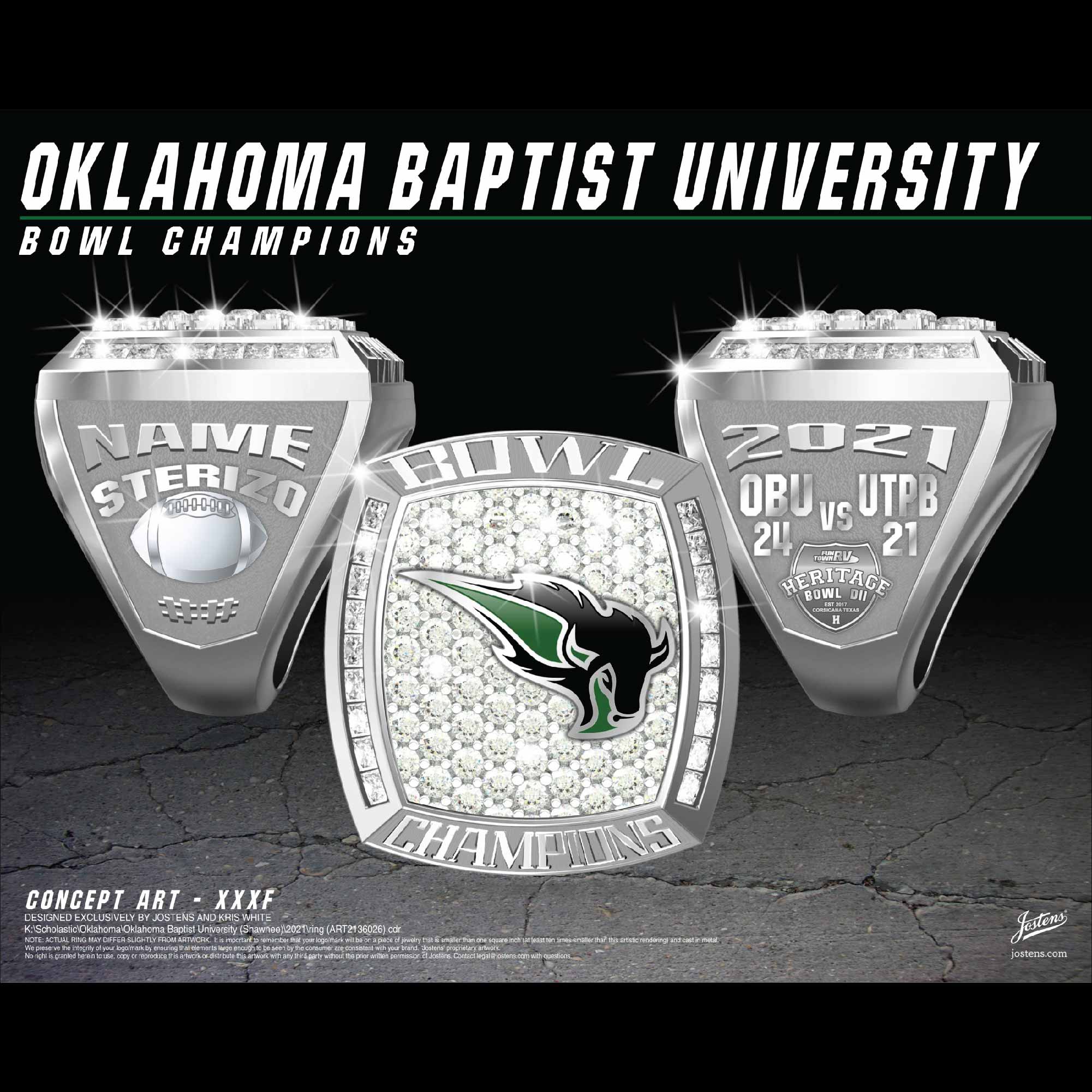 Oklahoma Baptist University Men's Football 2021 Bowl Championship Ring