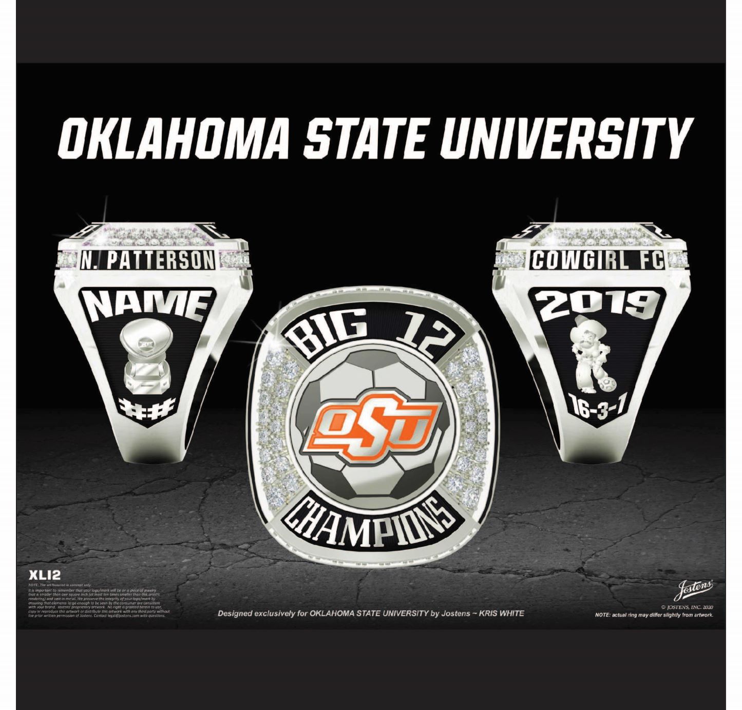 Oklahoma State University Women's Soccer 2019 Big 12 Championship Ring