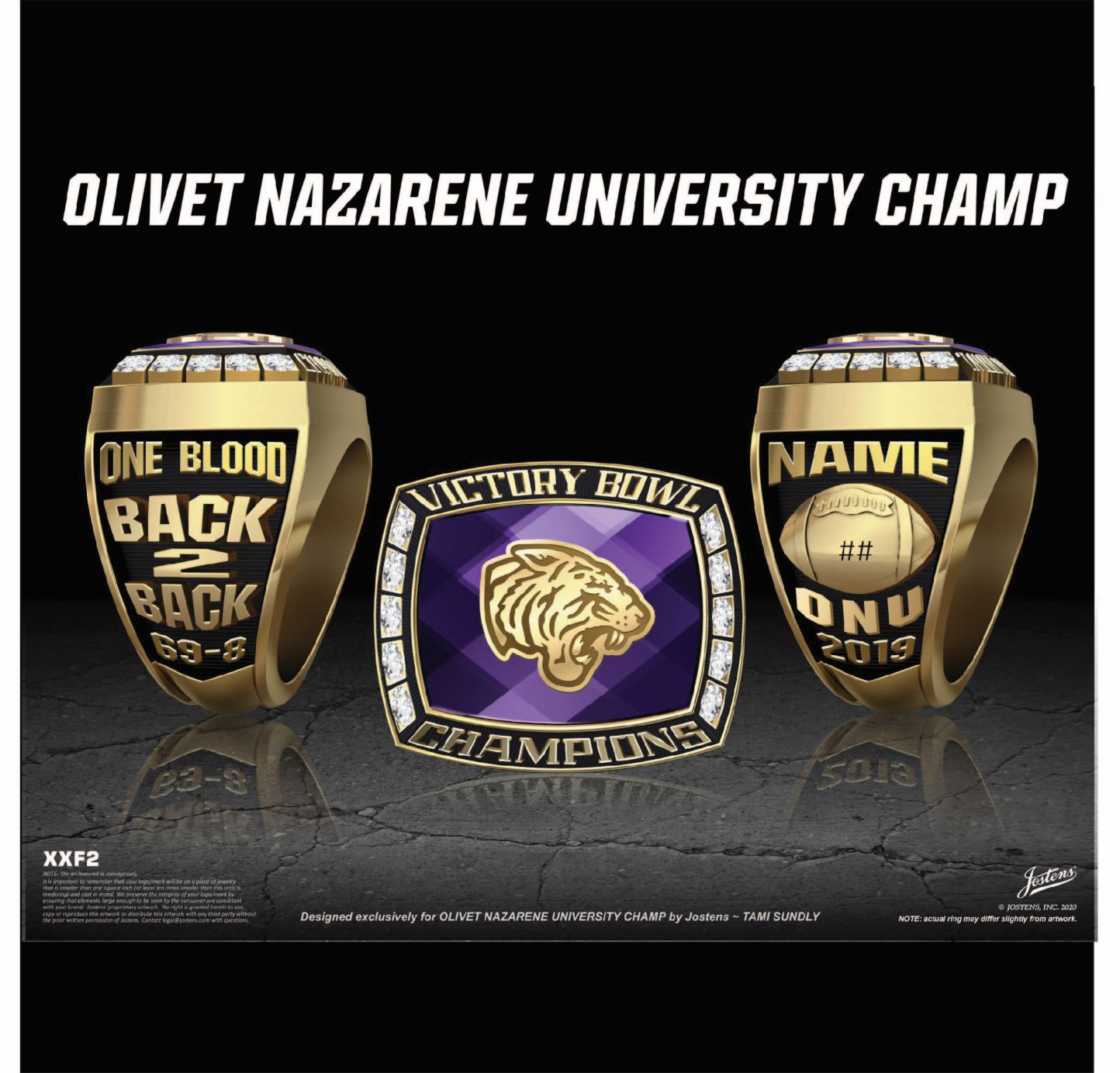 Olivet Nazarene University Men's Football 2019 Victory Bowl Championship Ring