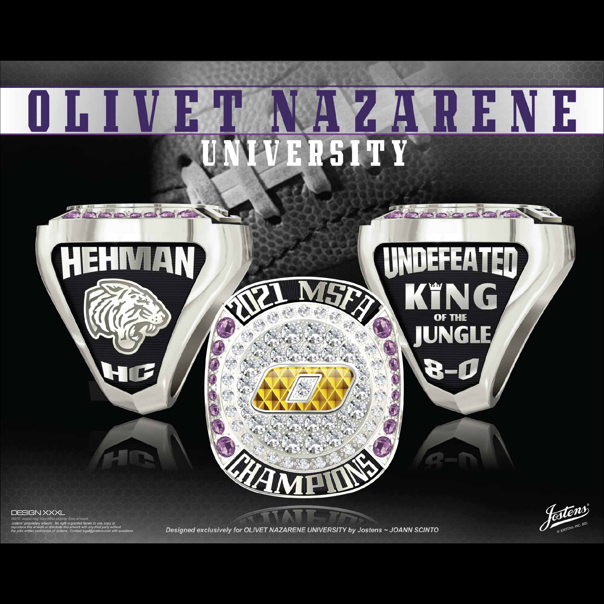 Olivet Nazarene University Men's Football 2021 MSFA Championship Ring