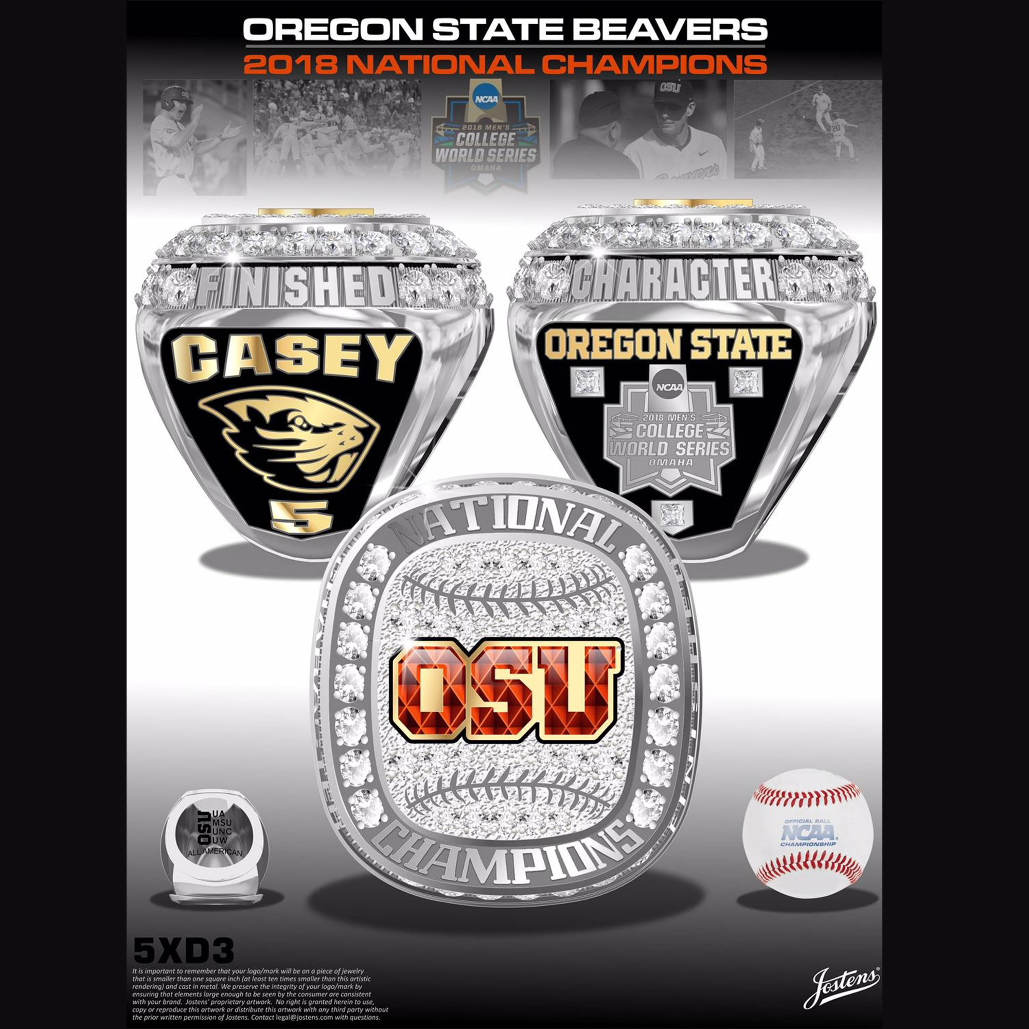 Oregon State University Men's Baseball 2018 National Championship Ring