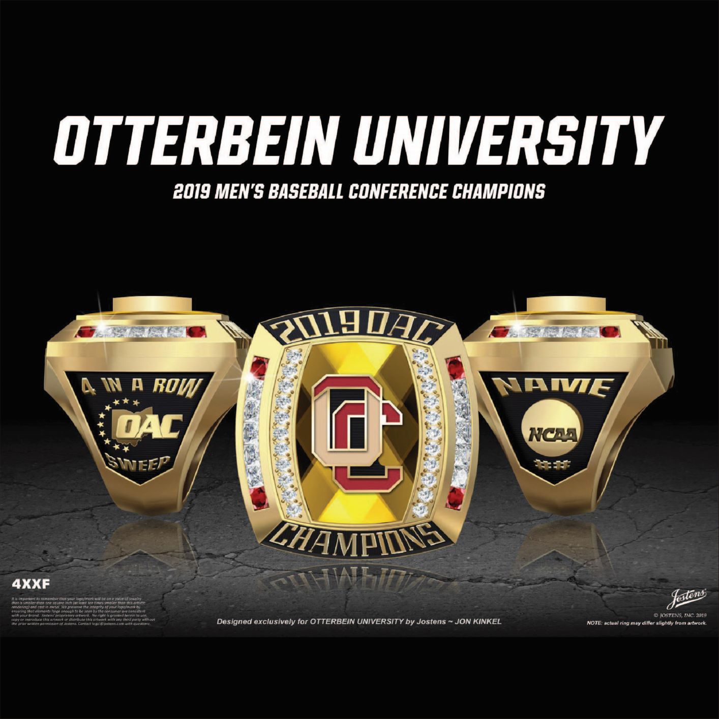 Otterbein University Men's Baseball 2019 OAC Championship Ring