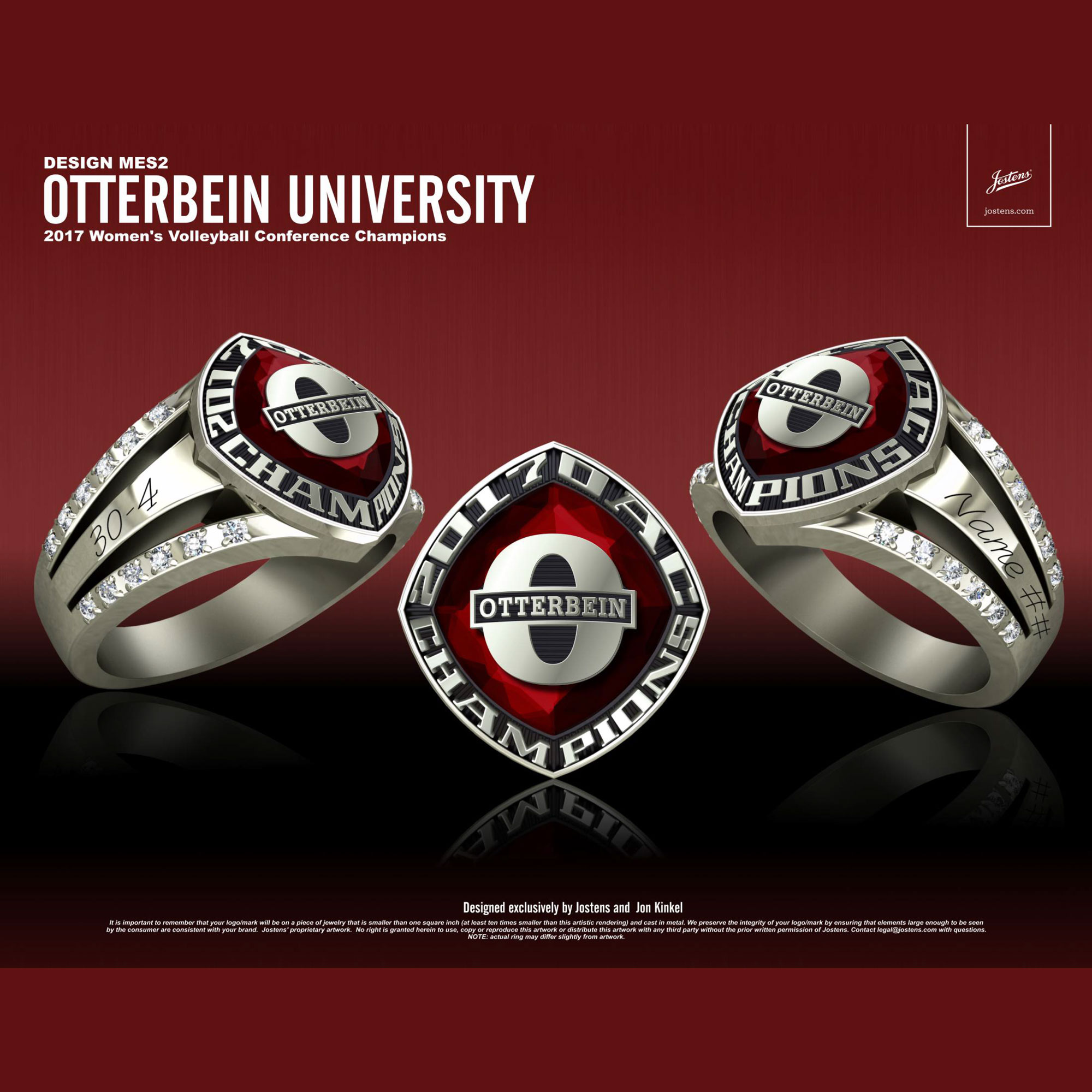 Otterbein University Women's Volleyball 2017 OAC Championship Ring