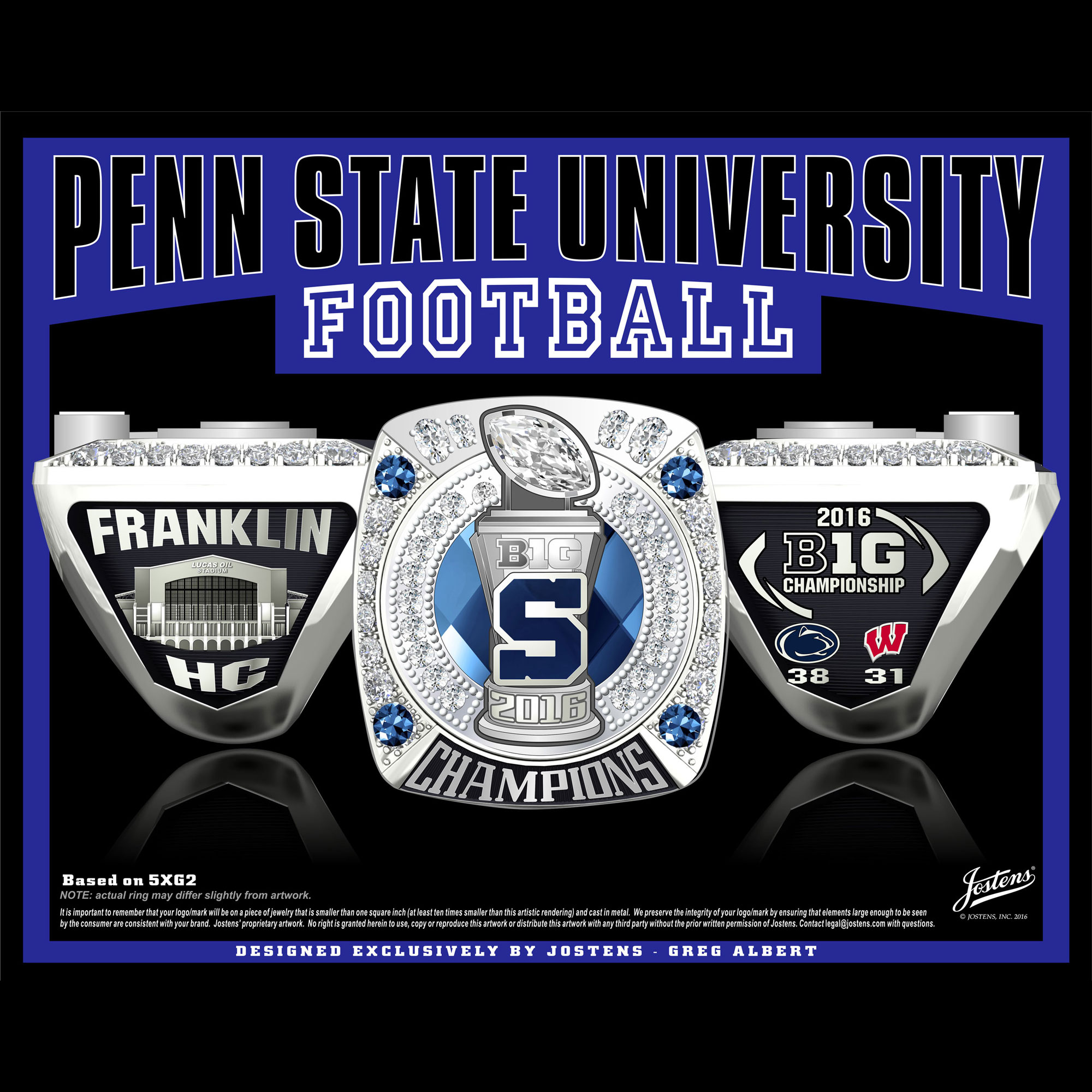Penn State University Men's Football 2016 Big Ten Championship Ring