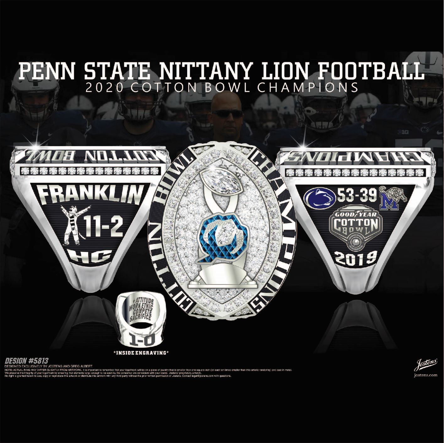 Penn State University Men's Football 2019 Cotton Bowl Championship Ring