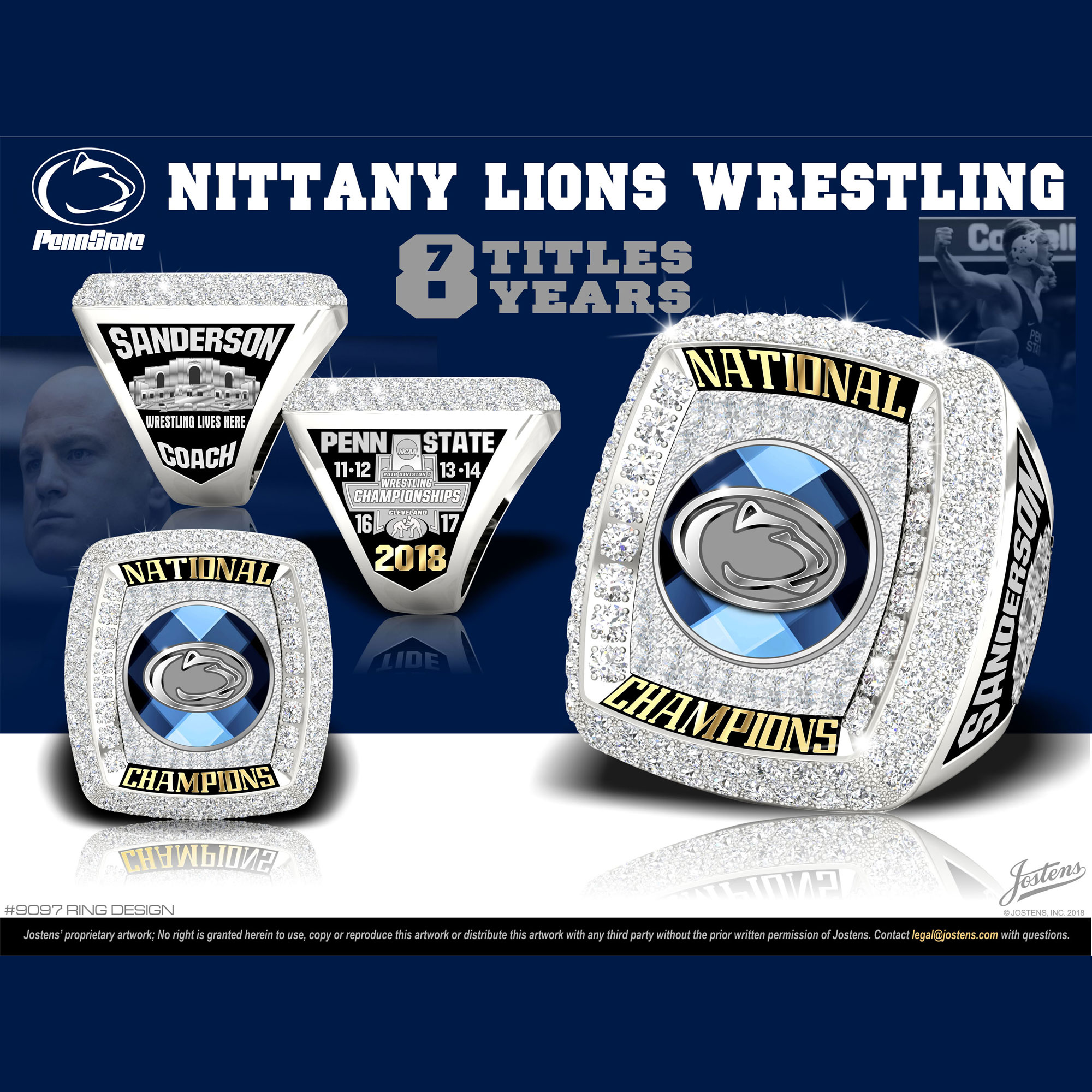 Penn State University Men's Wrestling 2018 National Championship Ring