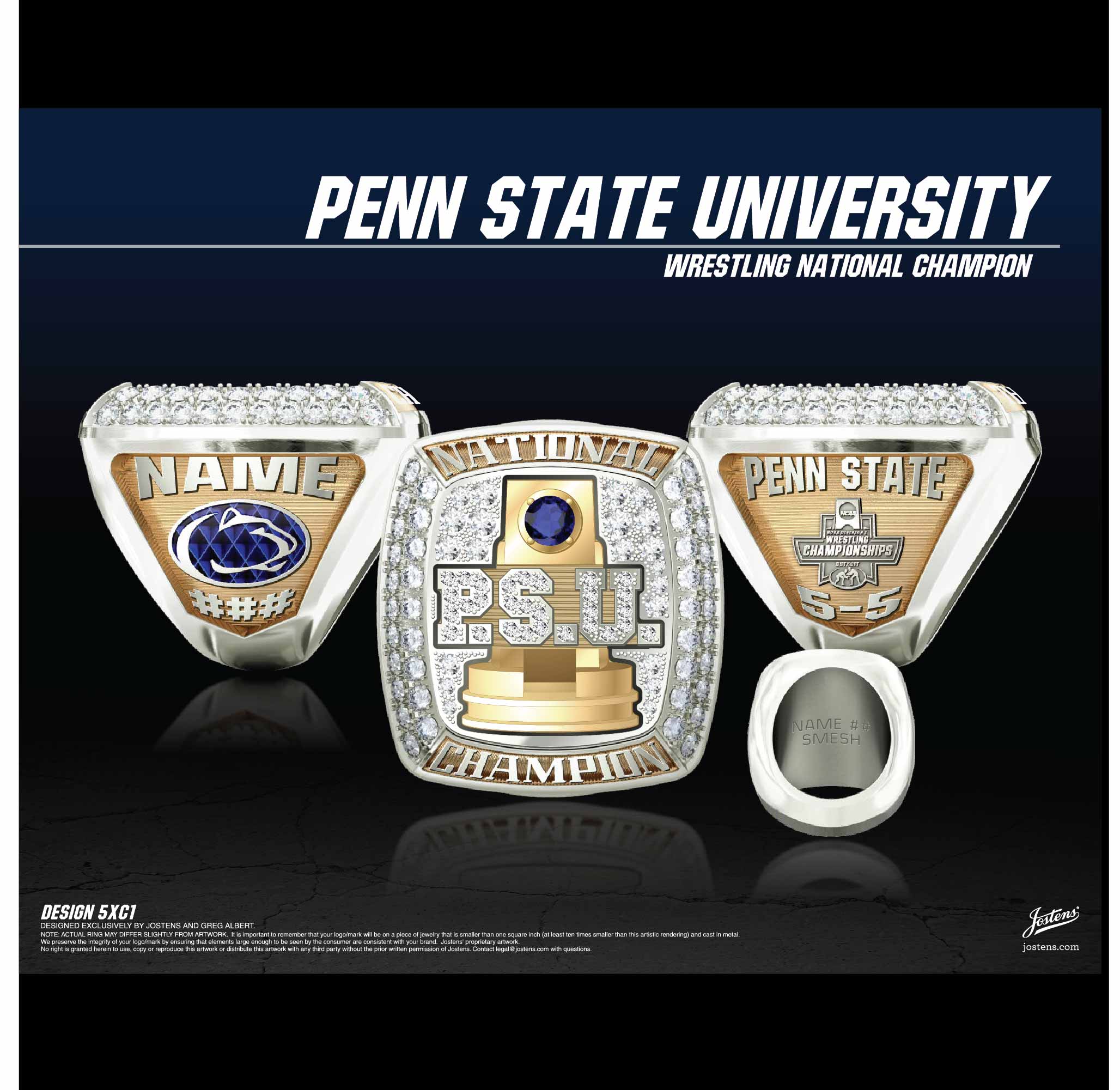 Penn State University Men's Wrestling 2022 National Championship Ring