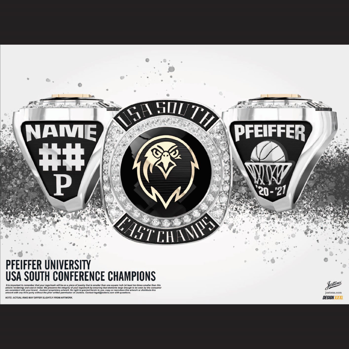 Pfeiffer University Men's Basketball 2021 USA South Championship Ring