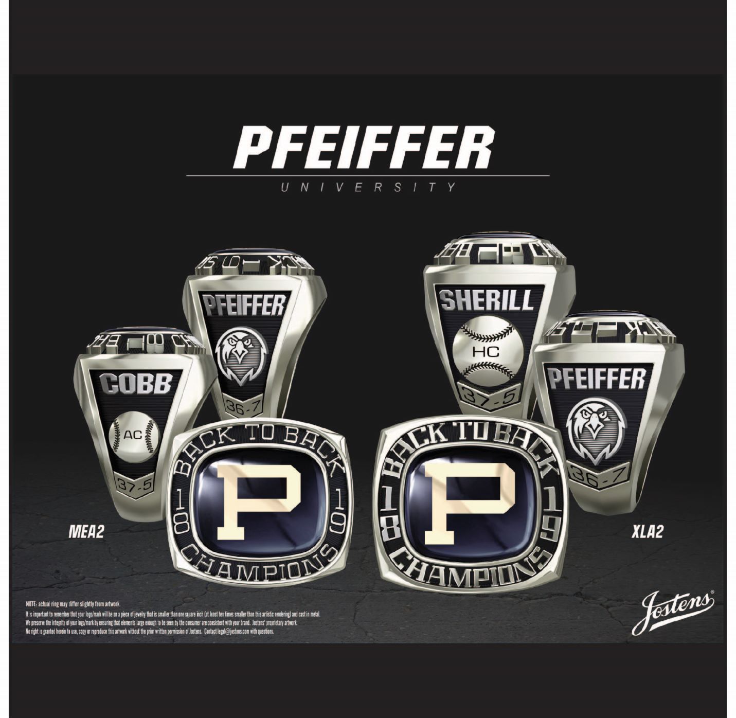 Pfeiffer University Women's Softball 2019 ECAC Championship Ring
