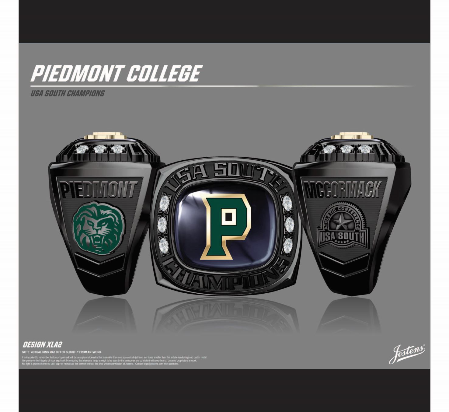 Piedmont College Women's Soccer 2021 USA South Championship Ring