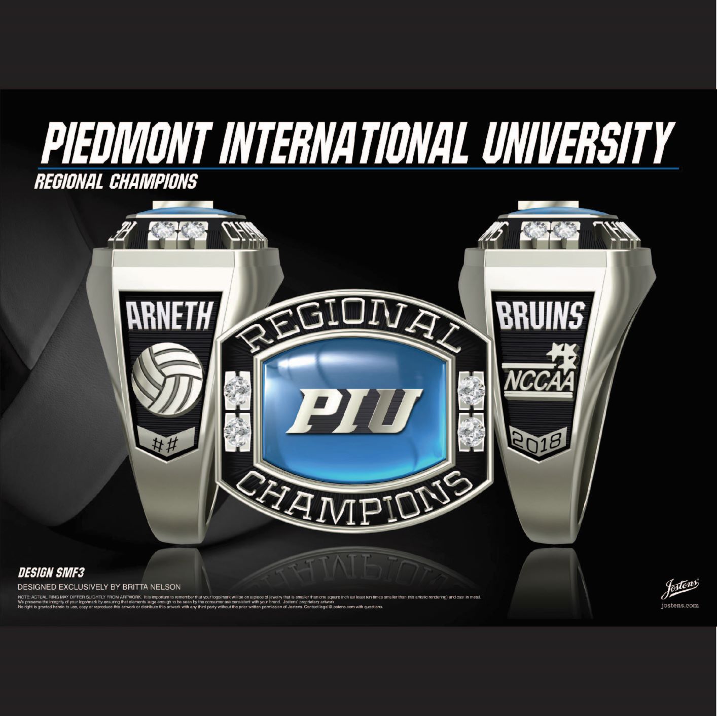 Piedmont International University Women's Volleyball 2018 Regional Championship Ring