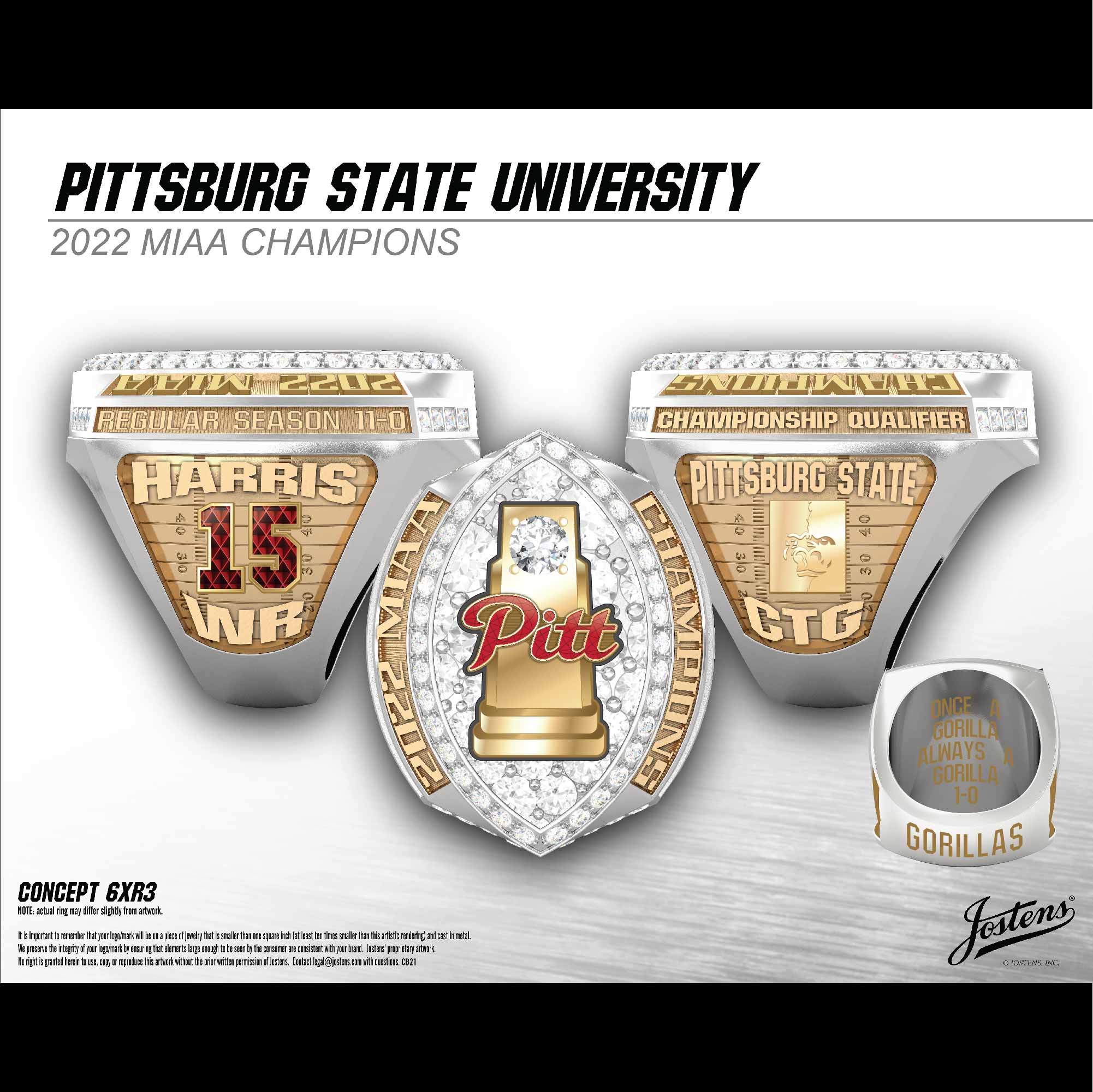 Pittsburg State University Football 2022 MIAA Championship Ring