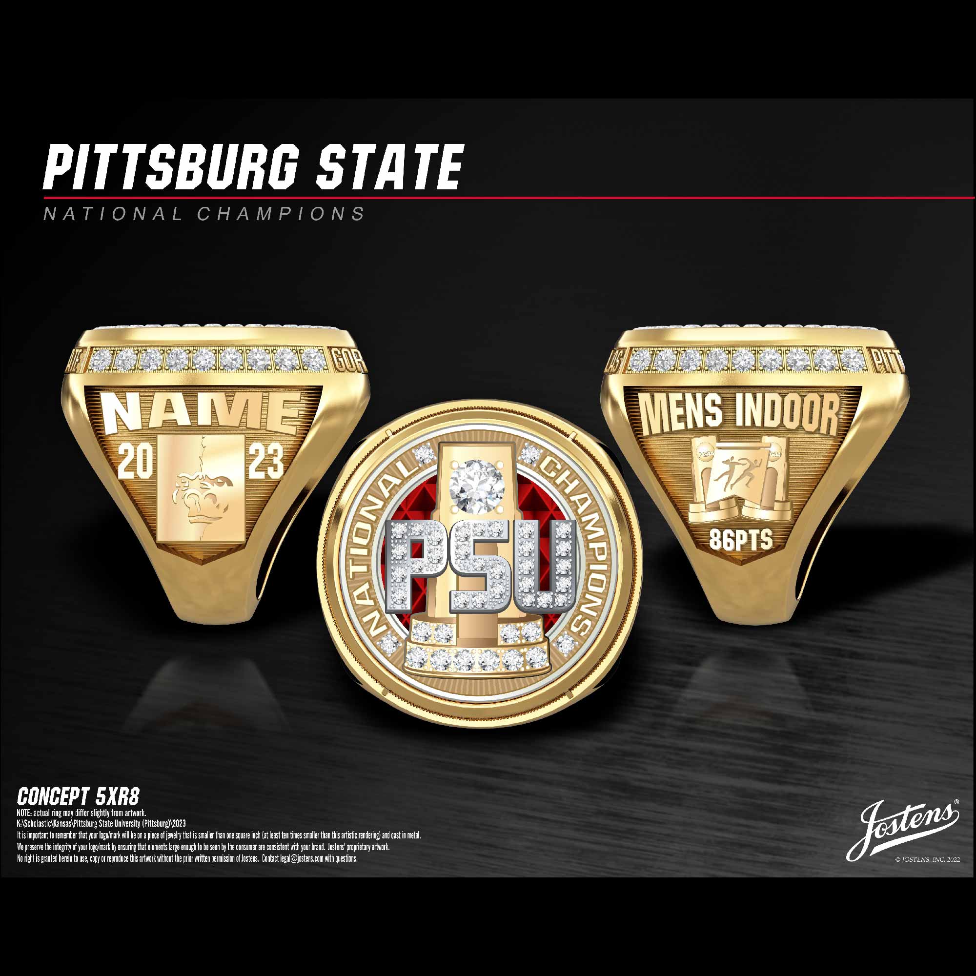 Pittsburg State University Men's Track & Field 2023 National Championship Ring