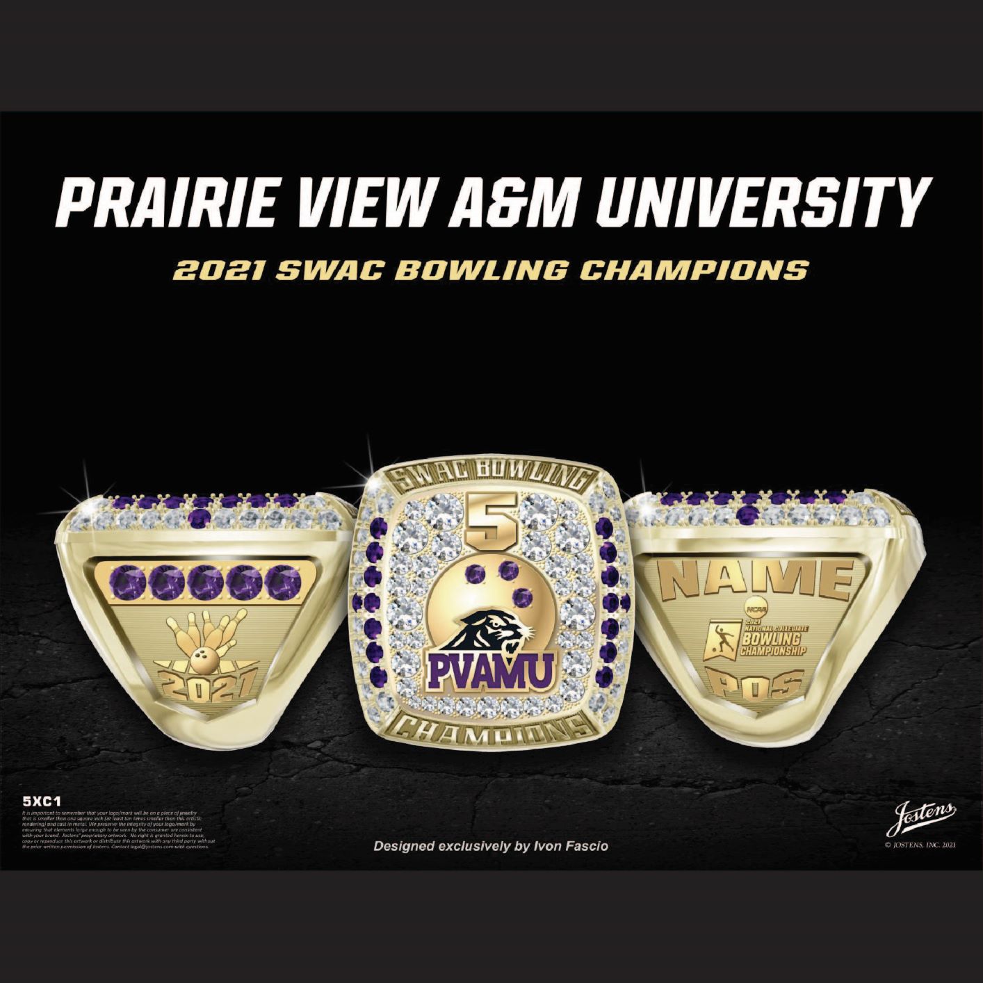 Prairie View A&M University Men's Bowling 2021 SWAC Championship Ring