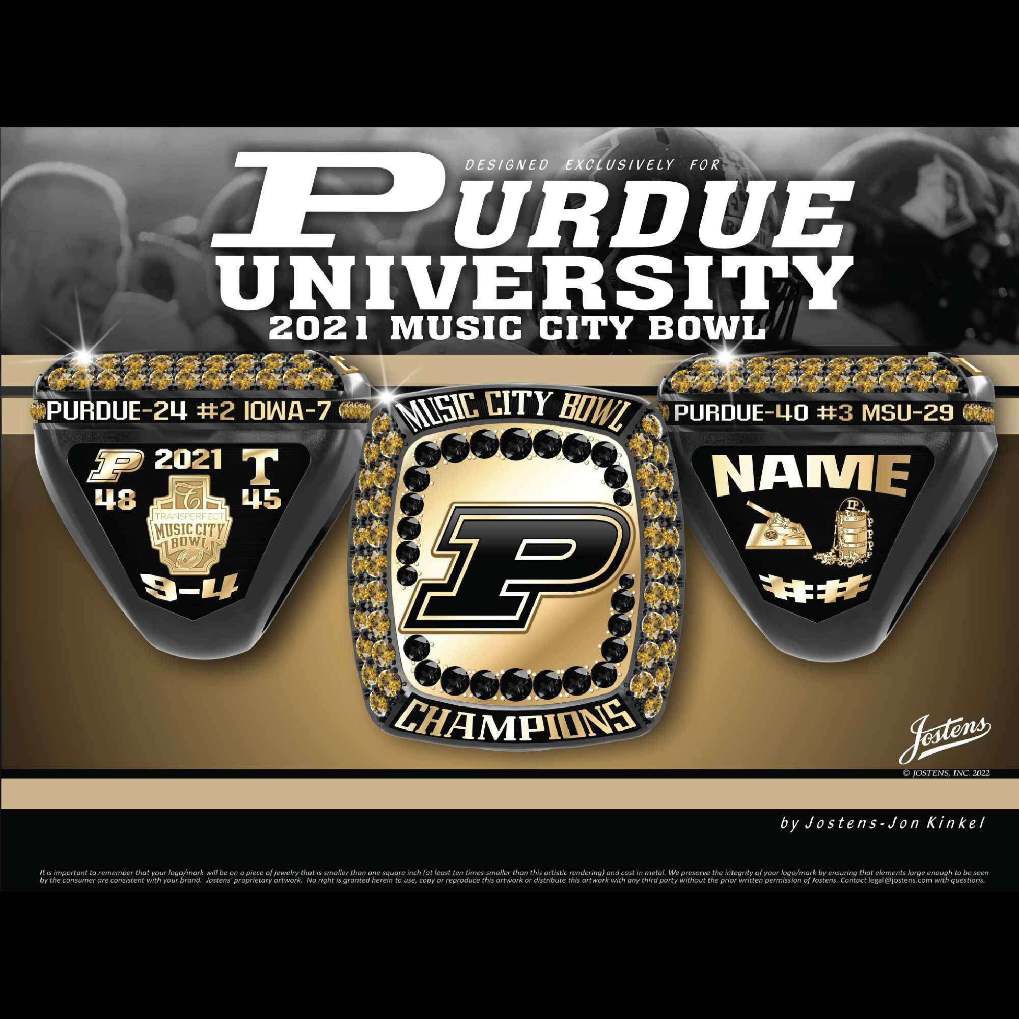 Purdue University Men's Football 2021 Music City Bowl Championship Ring