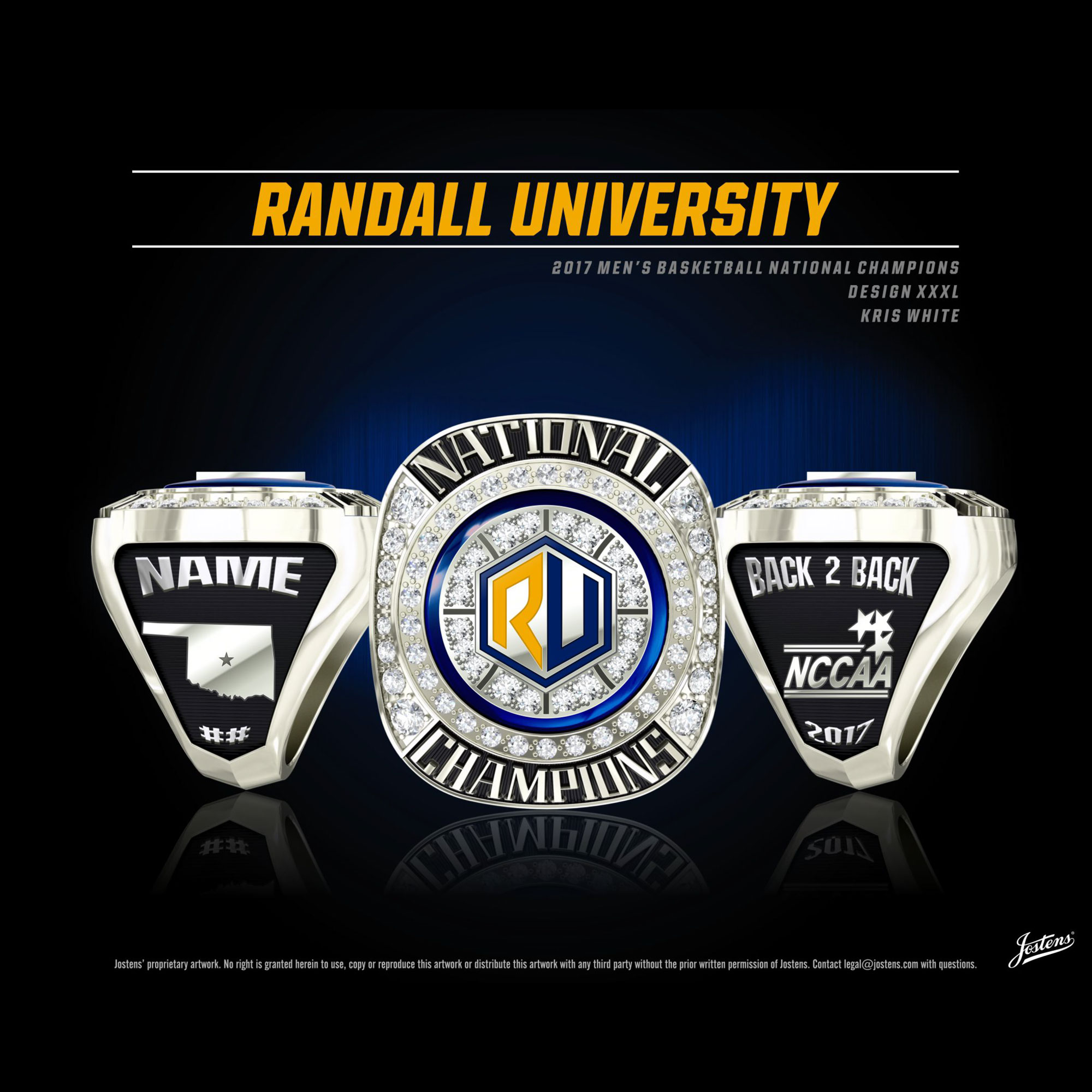 Randall University Men's Basketball 2017 National Championship Ring