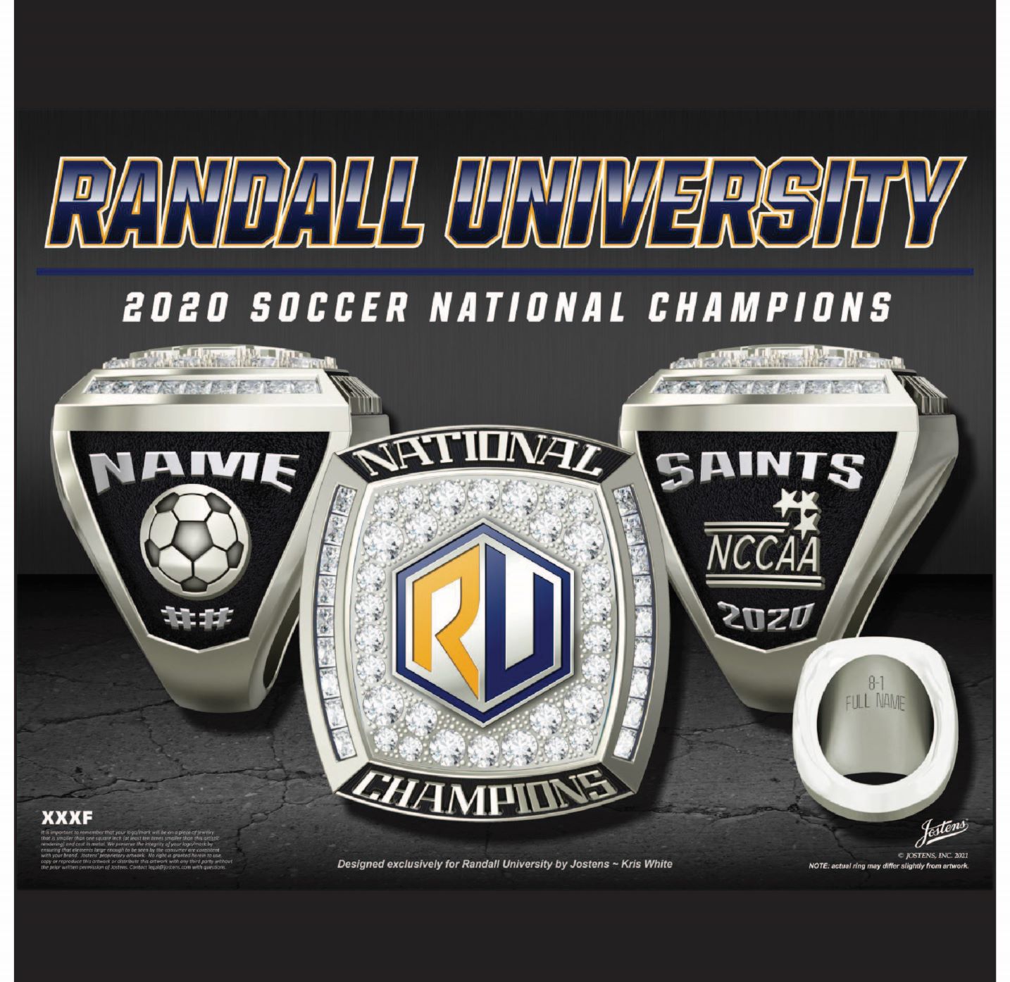 Randall University Men's Soccer 2020 National Championship Ring