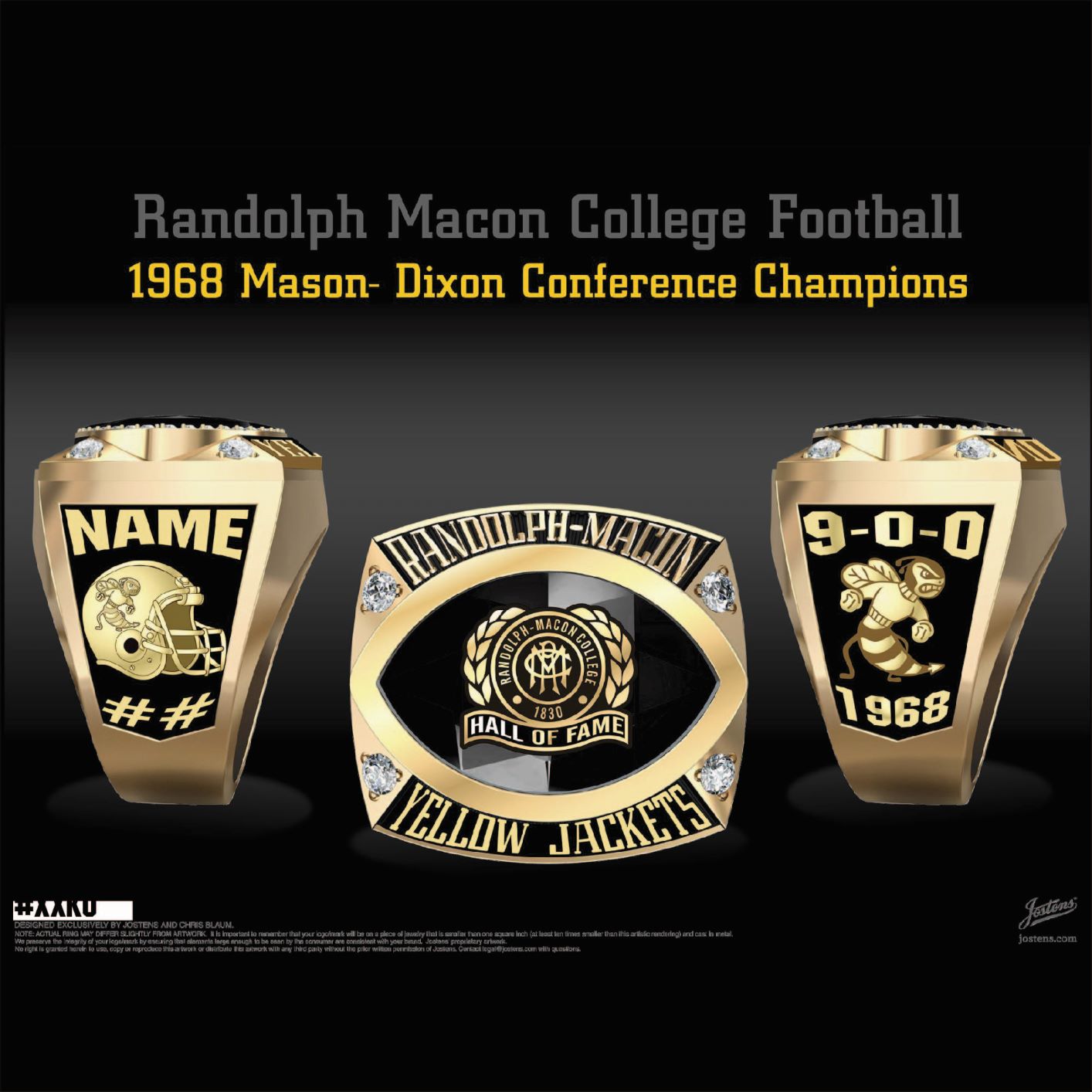 Randolph Macon College Men's Football 1968 Mason Dixon Championship Ring