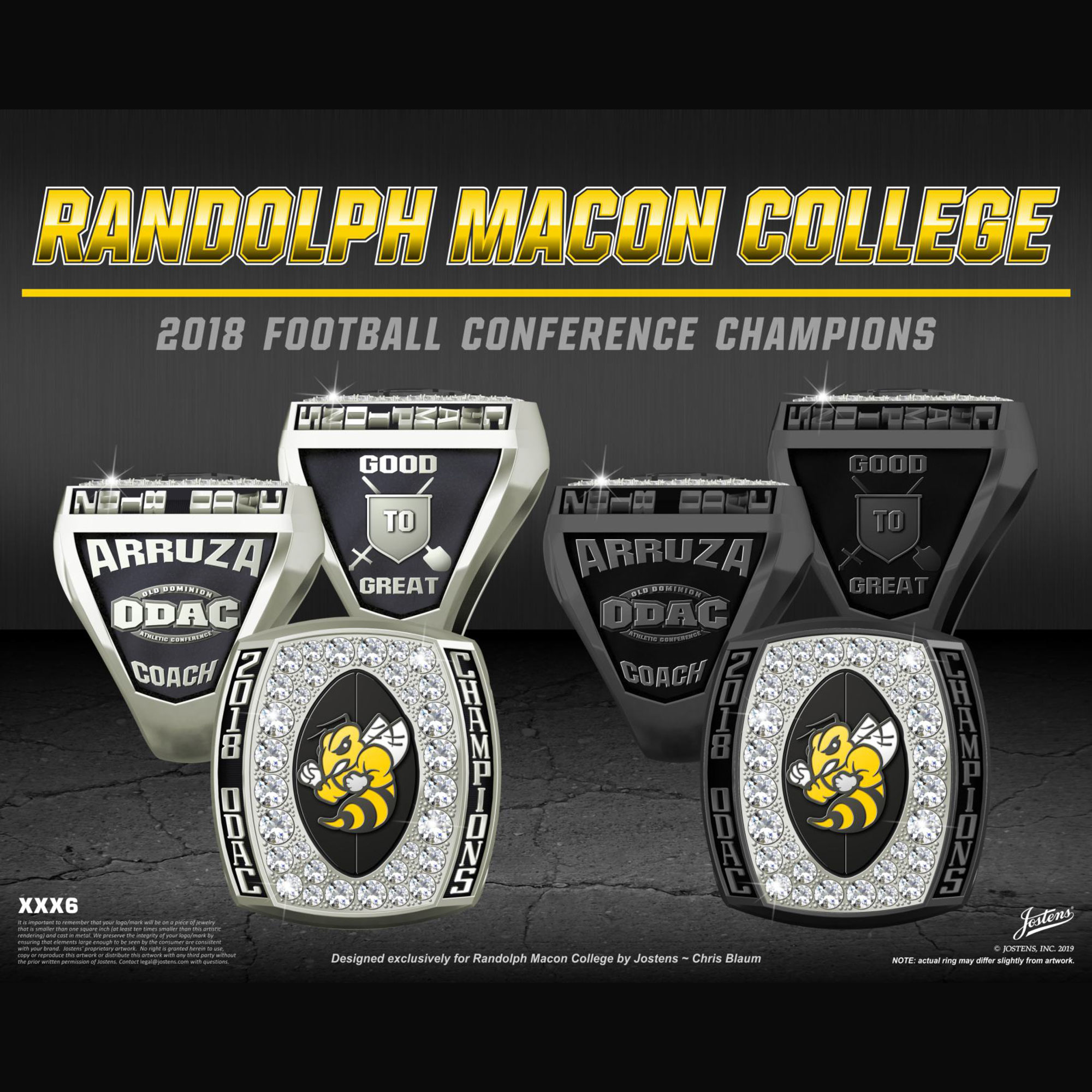 Randolph Macon College Men's Football 2018 ODAC Championship Ring
