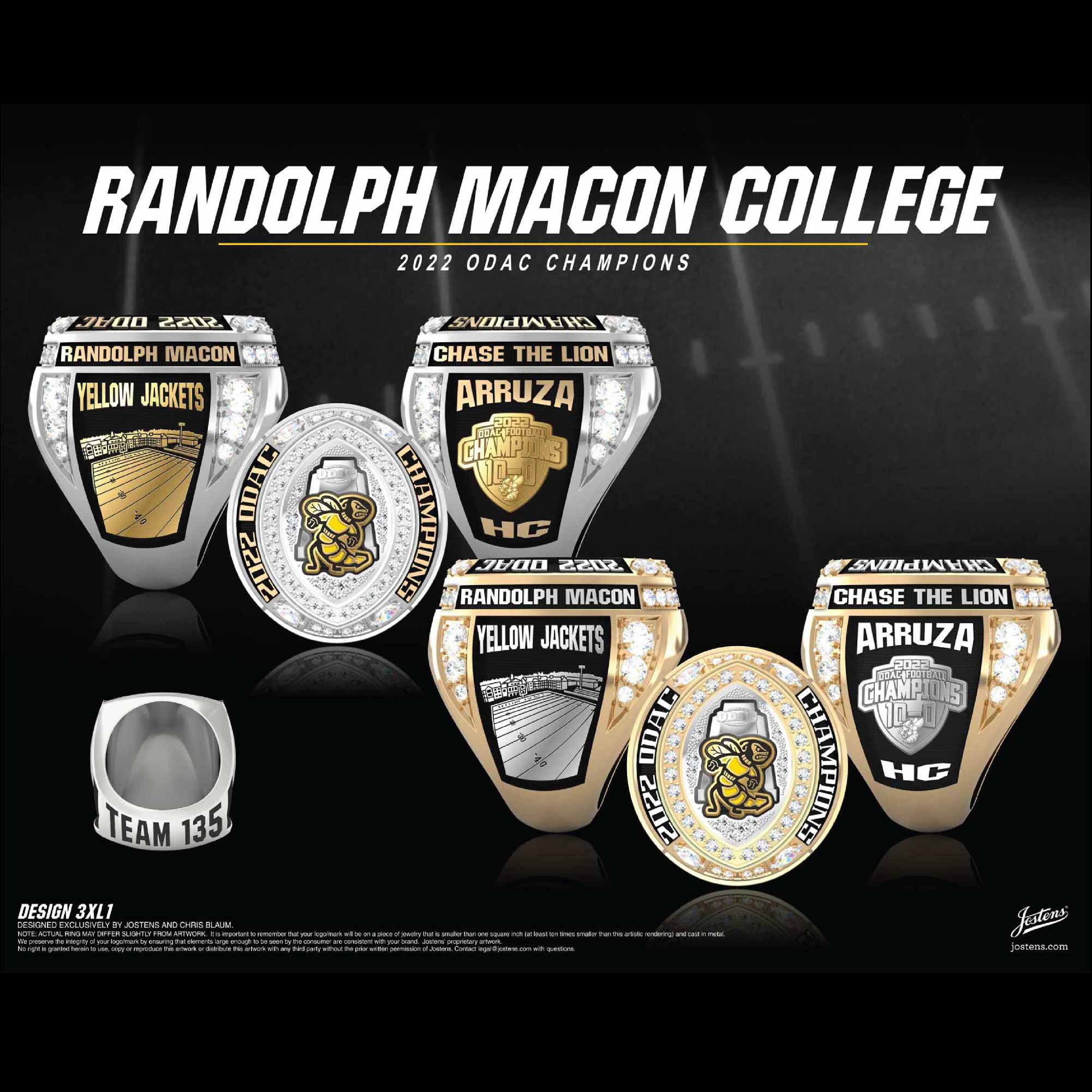 Randolph Macon College Football 2022 ODAC Championship Ring