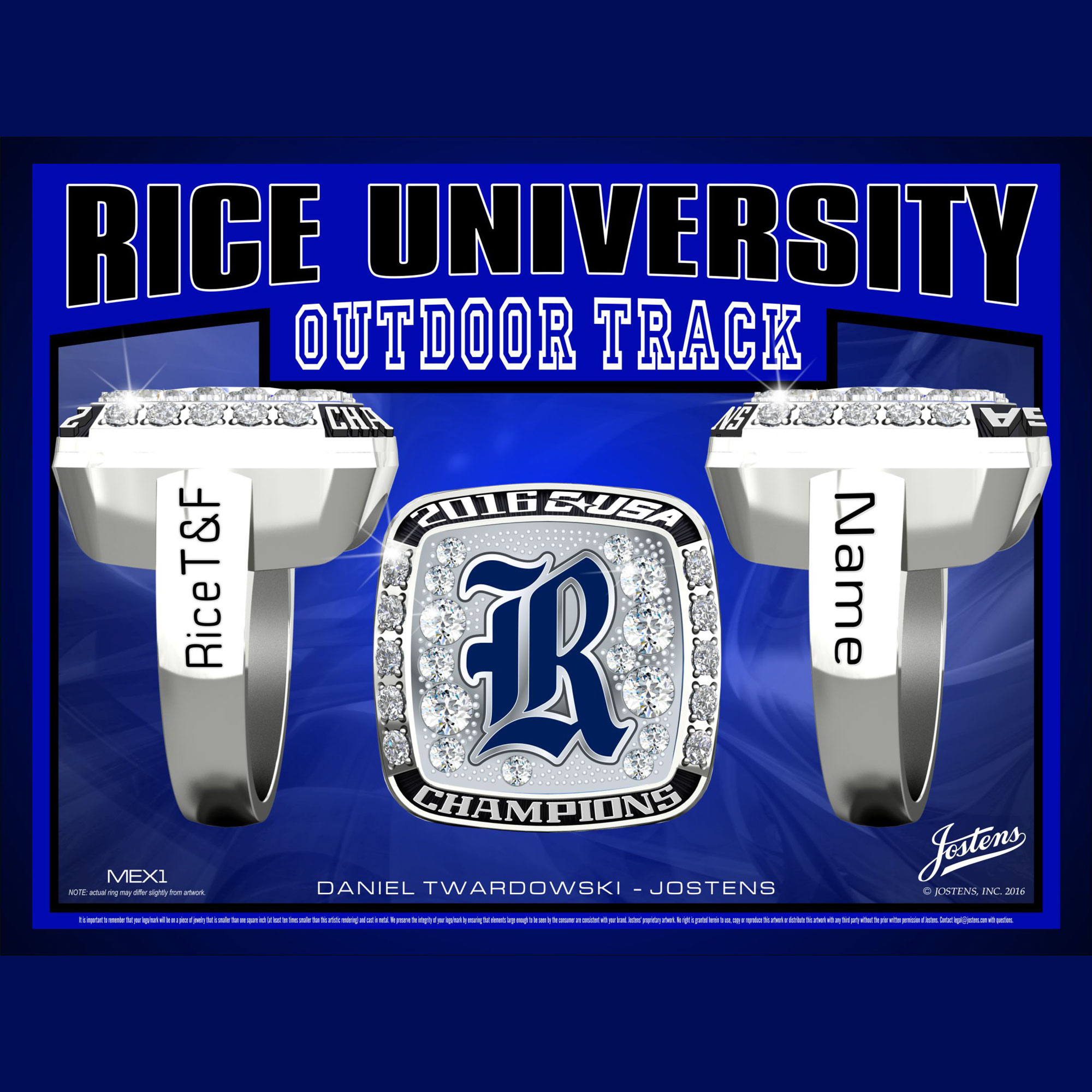Rice University Women's Track & Field 2016 Conference USA Championship Ring