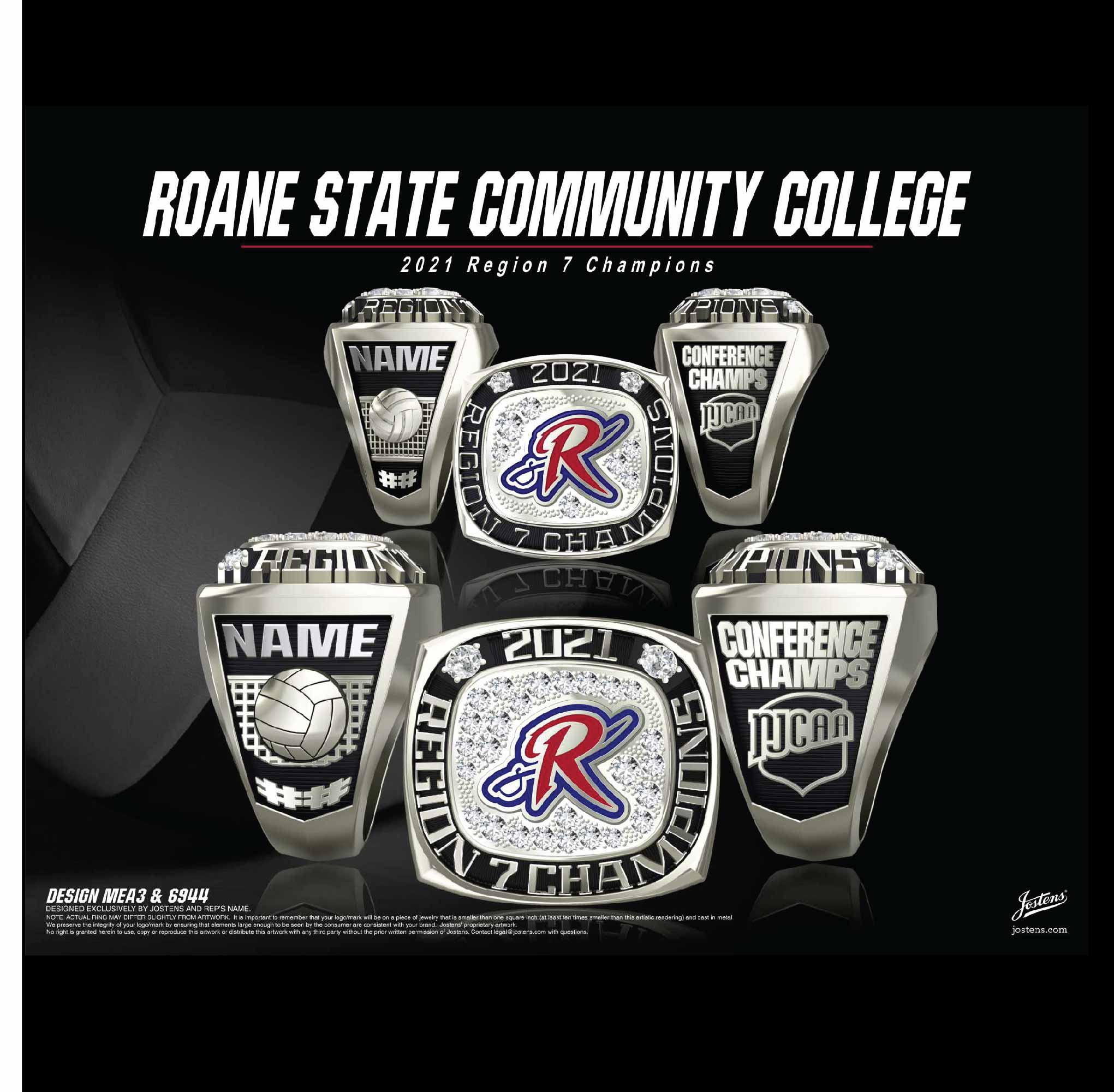 Roane State Community College Women's Volleyball 2021 Region 7 Championship Ring