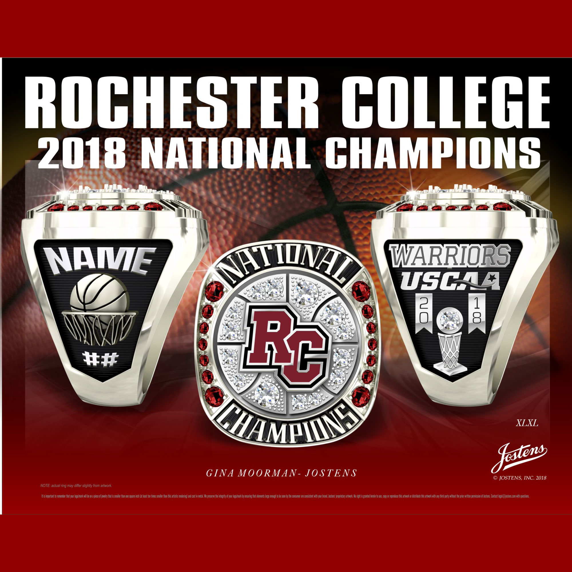 Rochester College Men's Basketball 2018 National Championship Ring