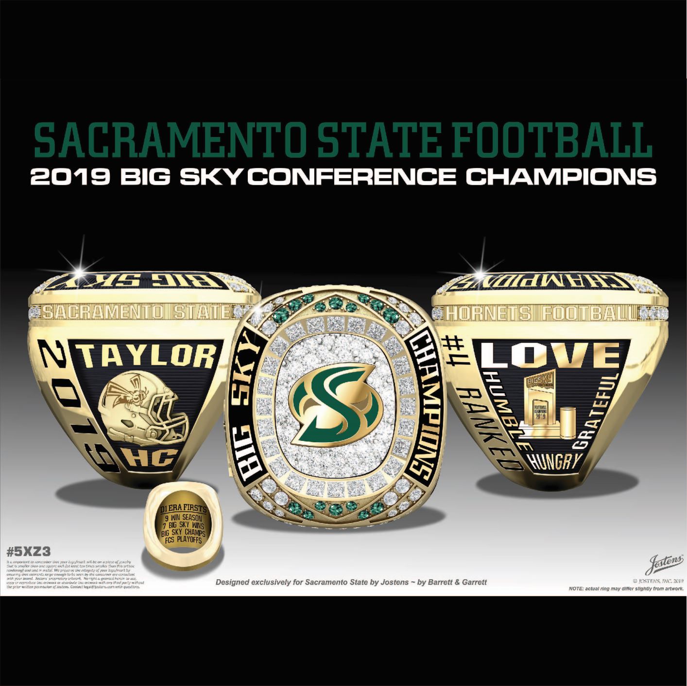 Sacramento State University Men's Football 2019 Big Sky Championship Ring