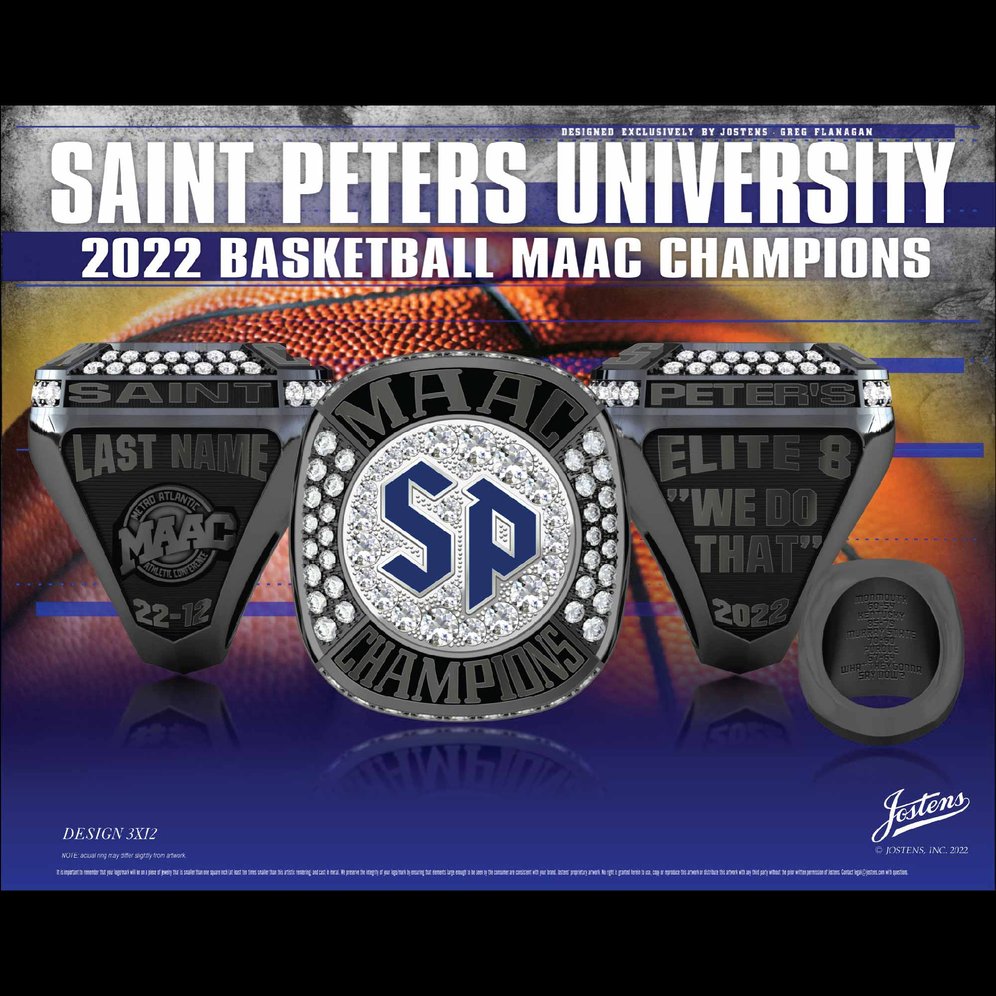 Saint Peters University Men's Basketball 2022 MAAC Championship Ring