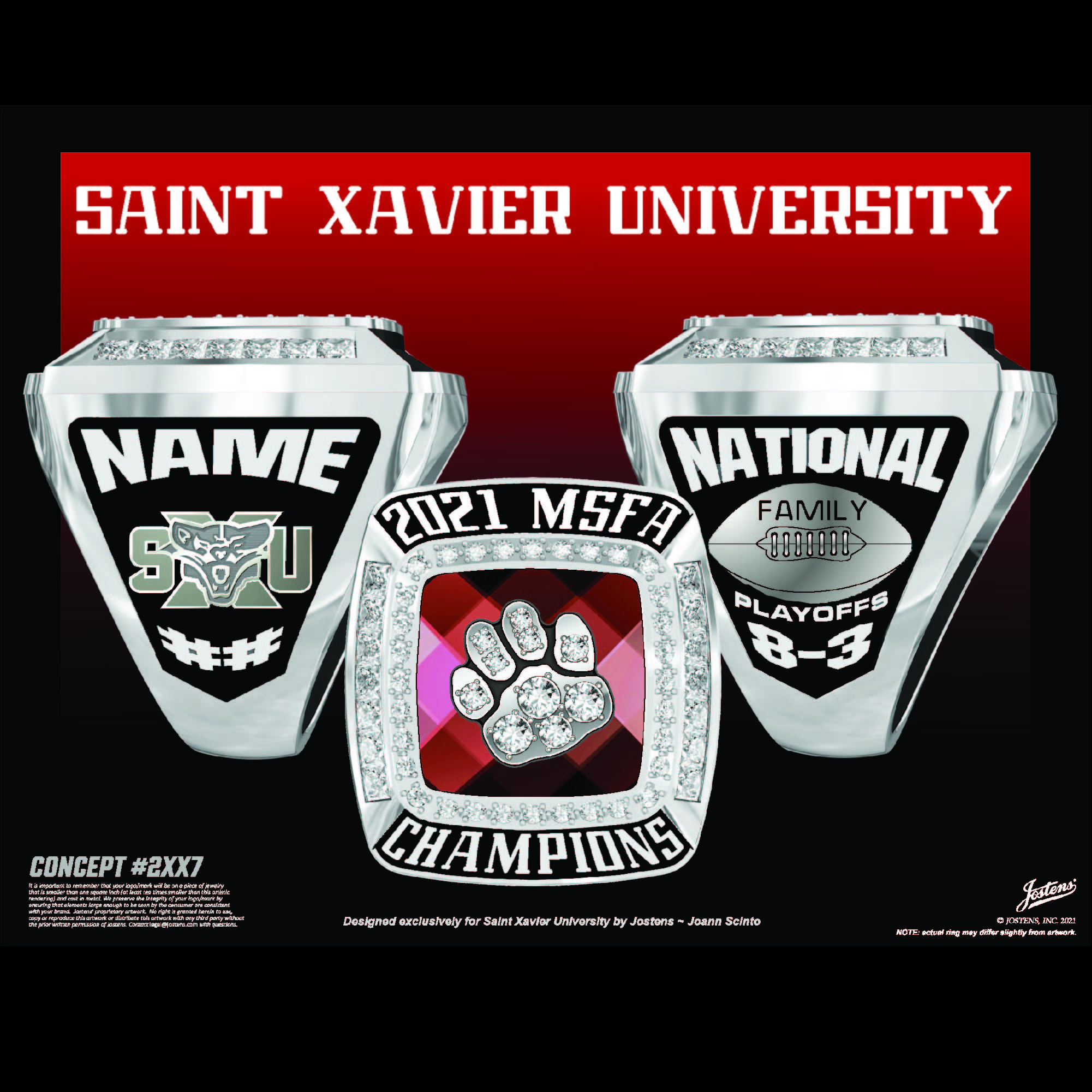 Saint Xavier University Men's Football 2021 MSFA Championship Ring