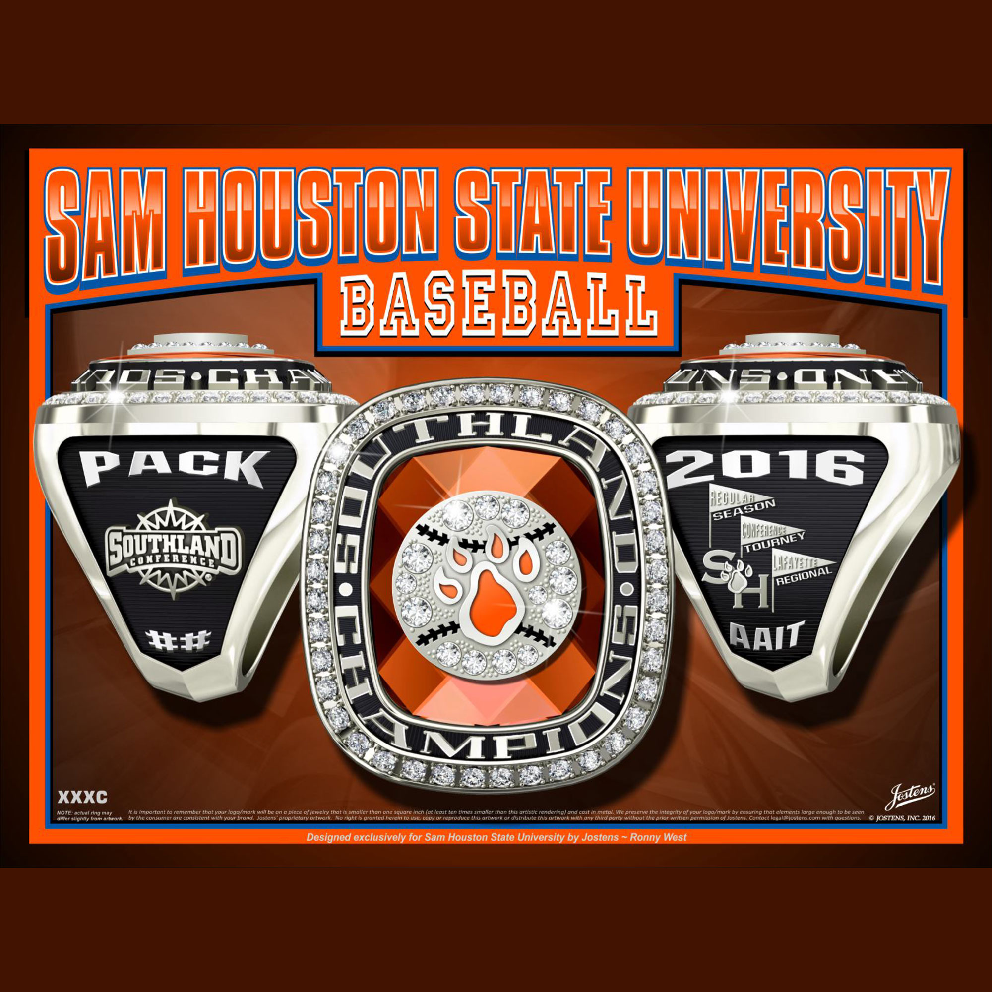 Sam Houston State University Men's Baseball 2016 Southland Championship Ring