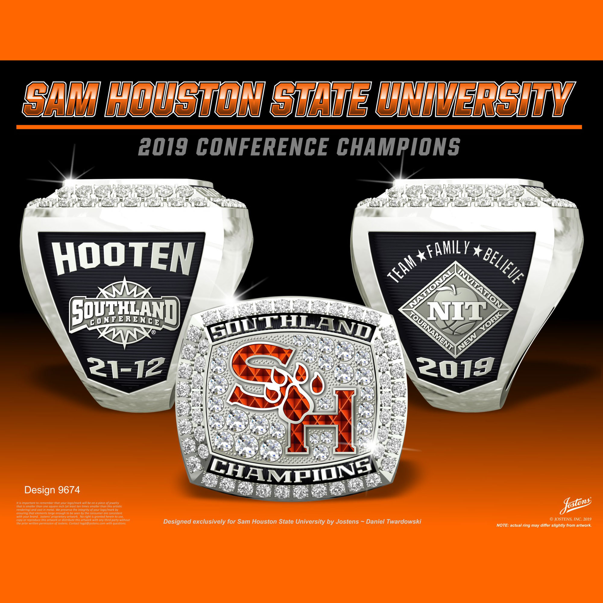 Sam Houston State University Men's Basketball 2019 Southland Championship Ring