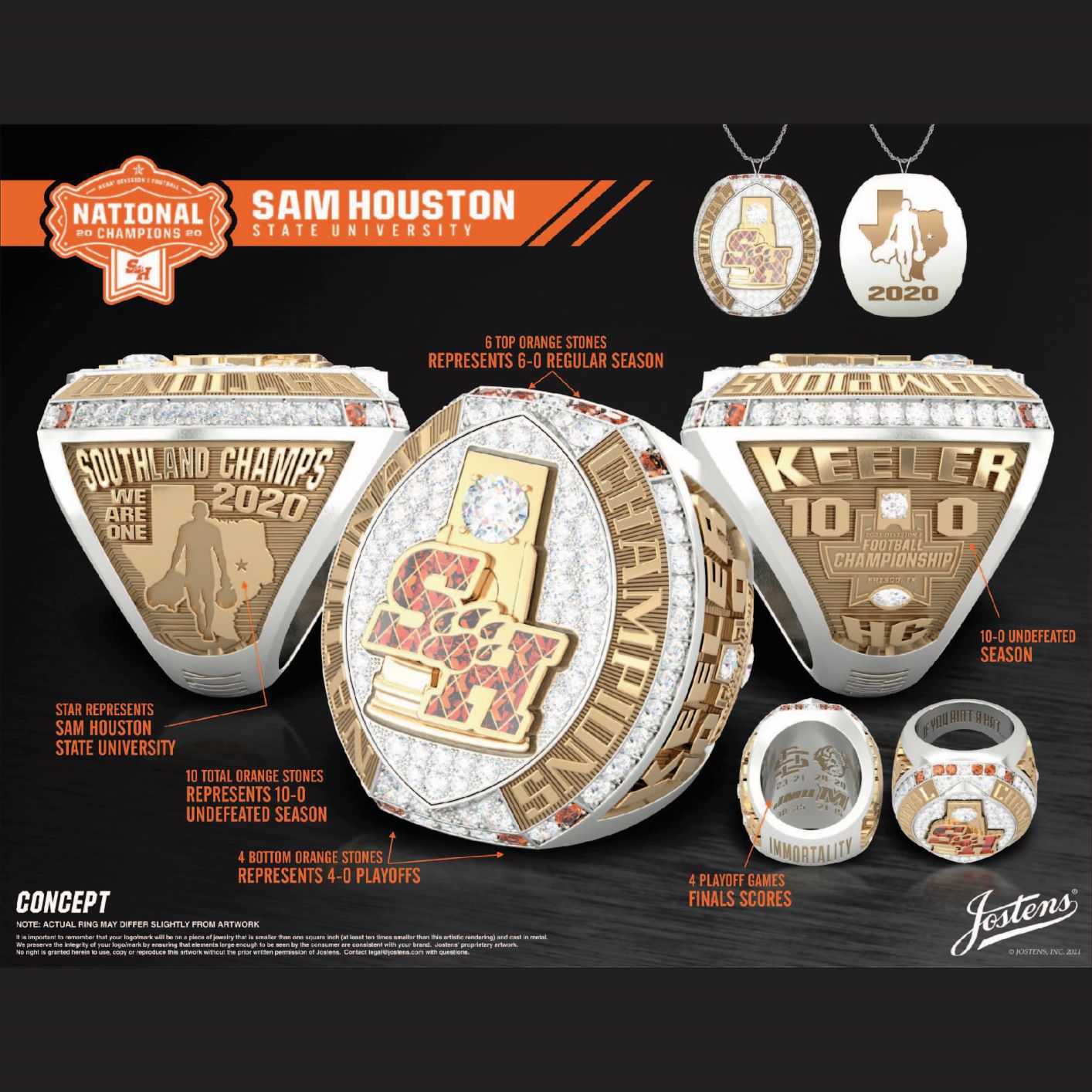 Sam Houston State University Men's Football 2020 National Championship Ring