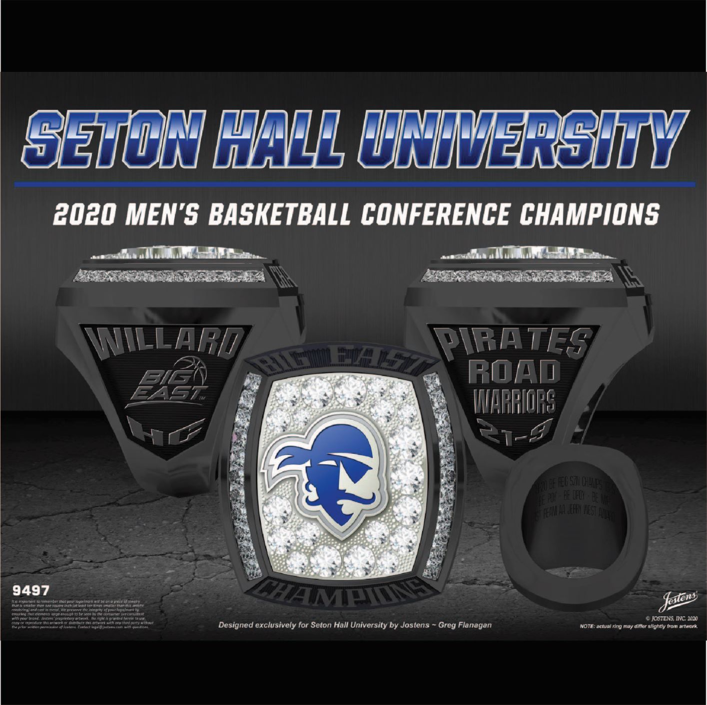 Seton Hall University Men's Basketball 2020 Big East Championship Ring