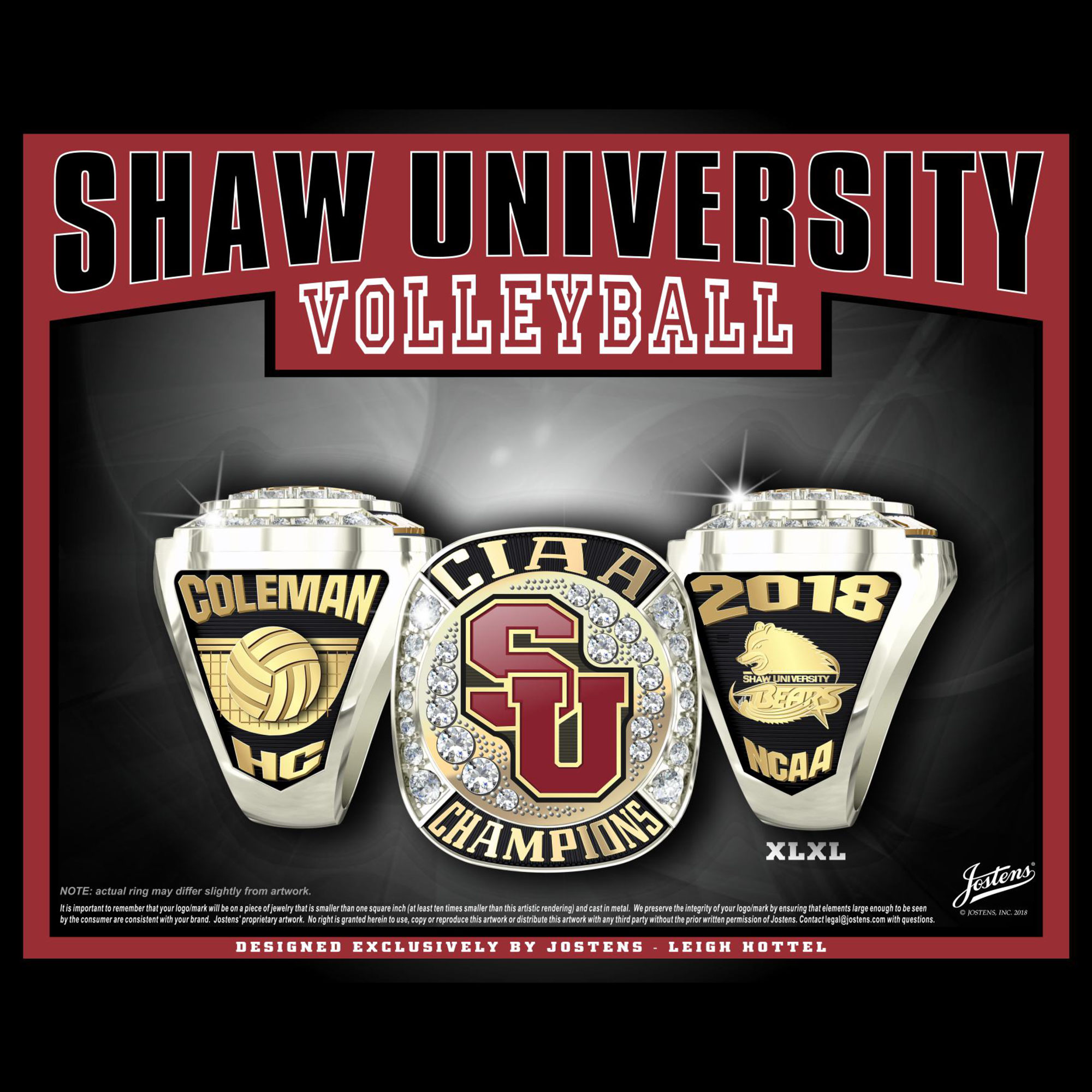 Shaw University Women's Volleyball 2018 CIAA Championship Ring