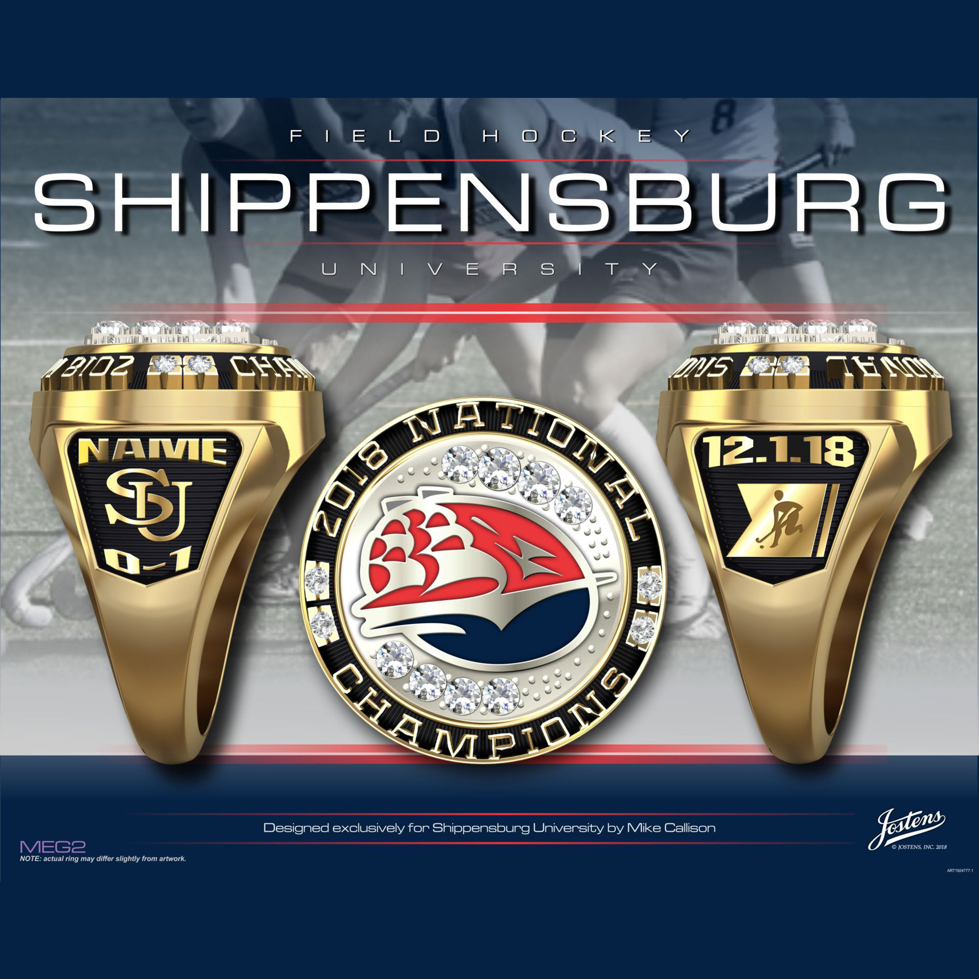Shippensburg University Women's Field Hockey 2018 National Championship Ring