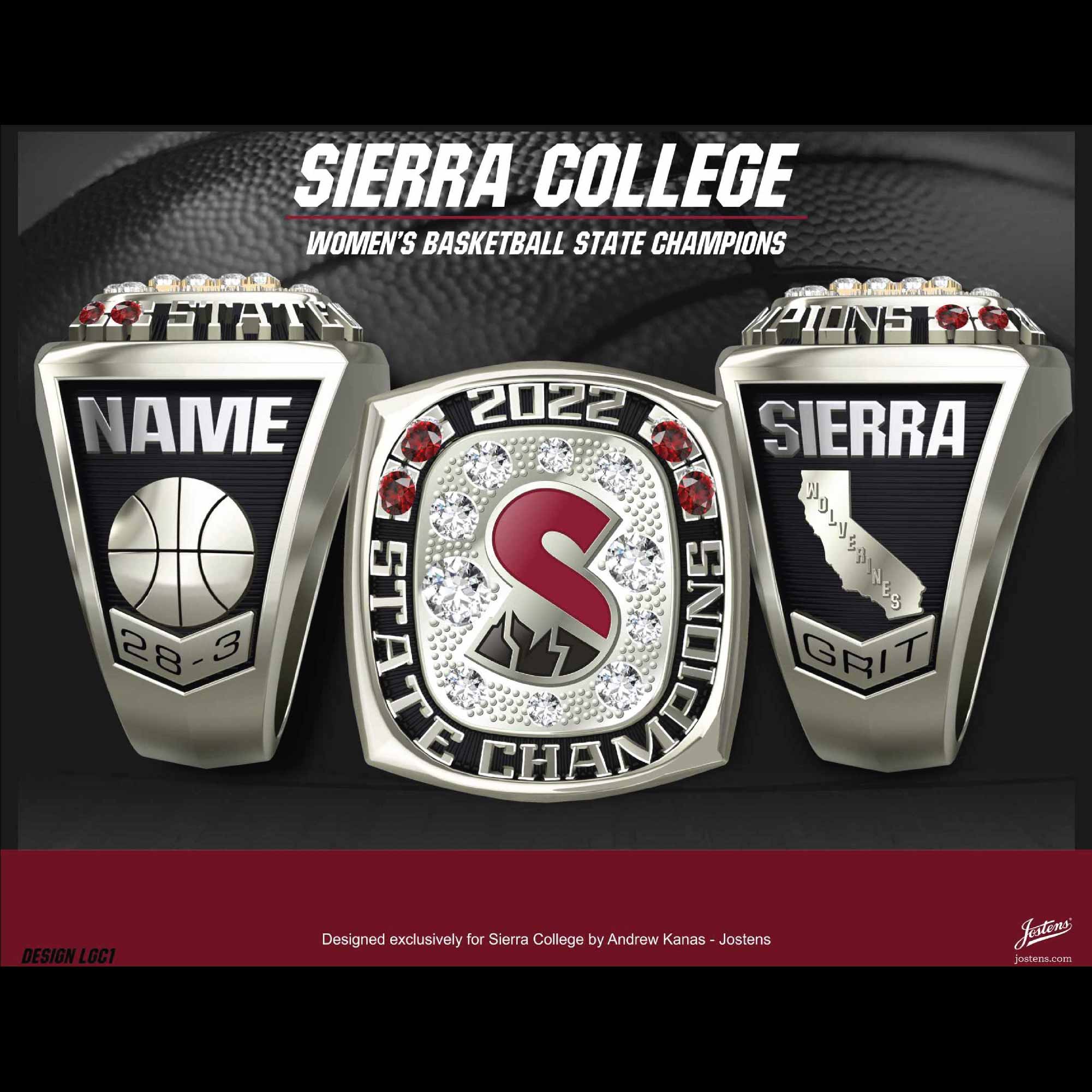 Sierra College Women's Basketball 2022 State Championship Ring
