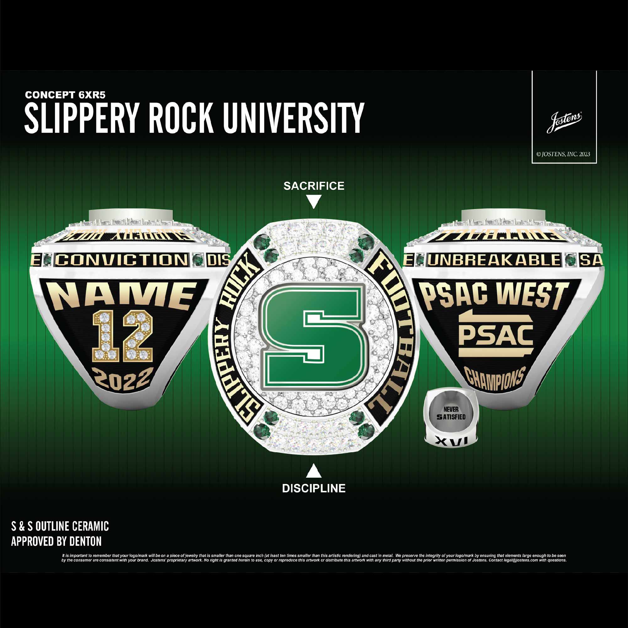 Slippery Rock University Football 2022 PSAC Championship Ring
