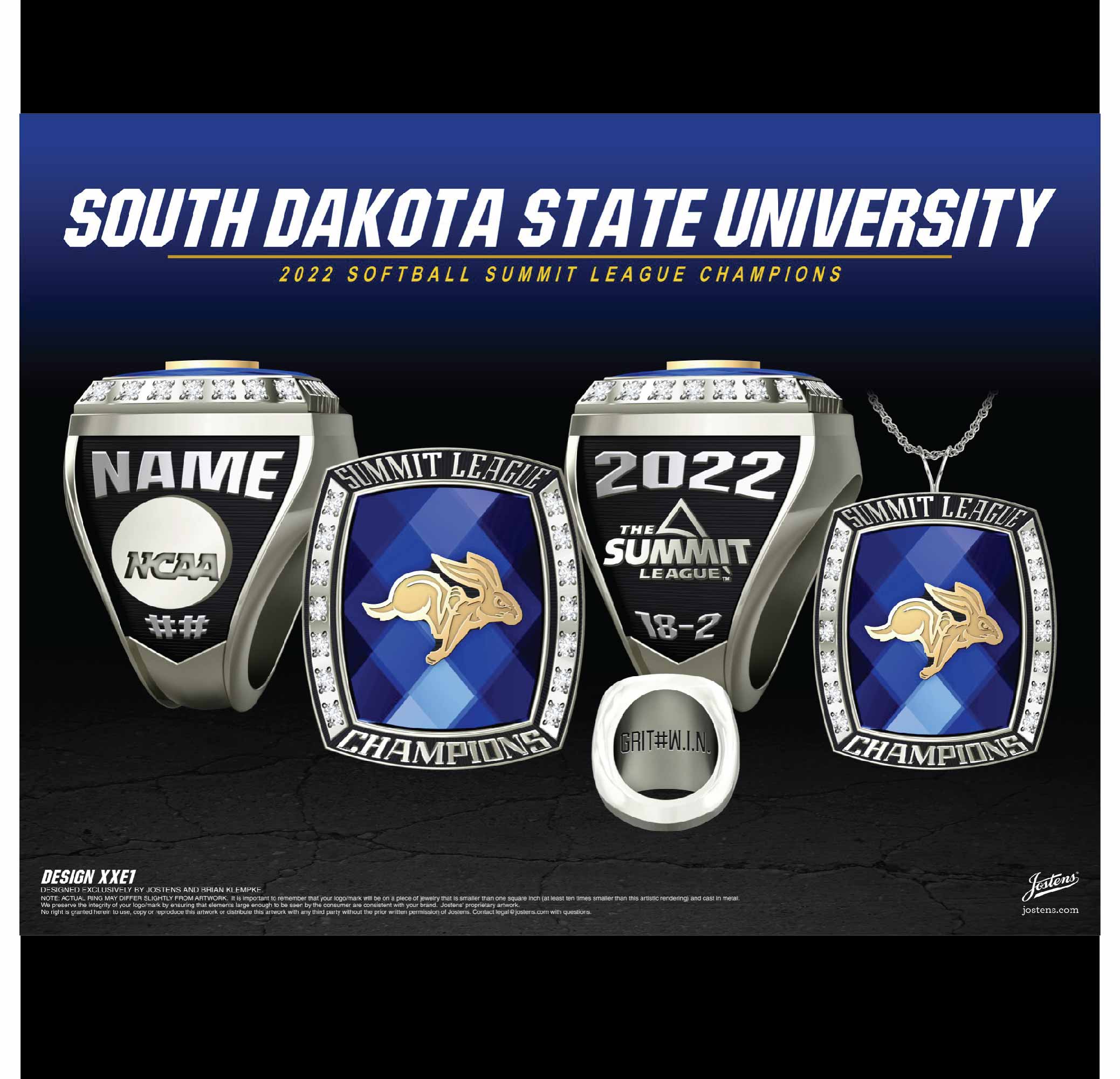 South Dakota State University Softball 2022 Summit League Championship Ring