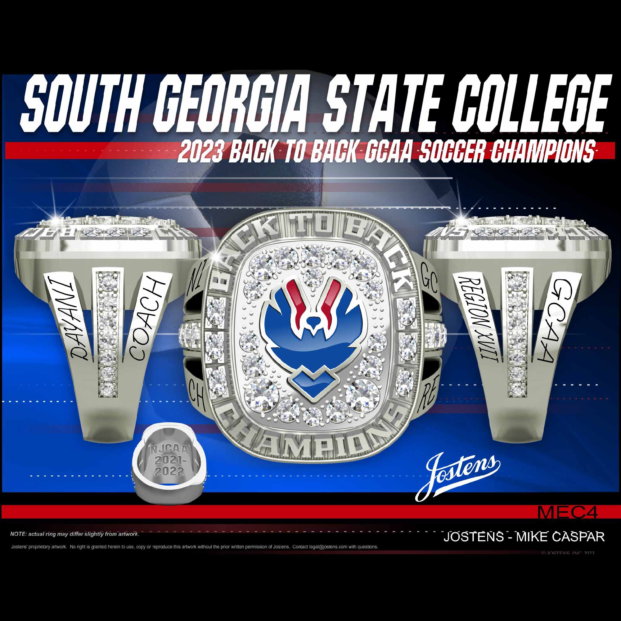 South Georgia State College Women's Soccer 2023 GCAA Championship Ring