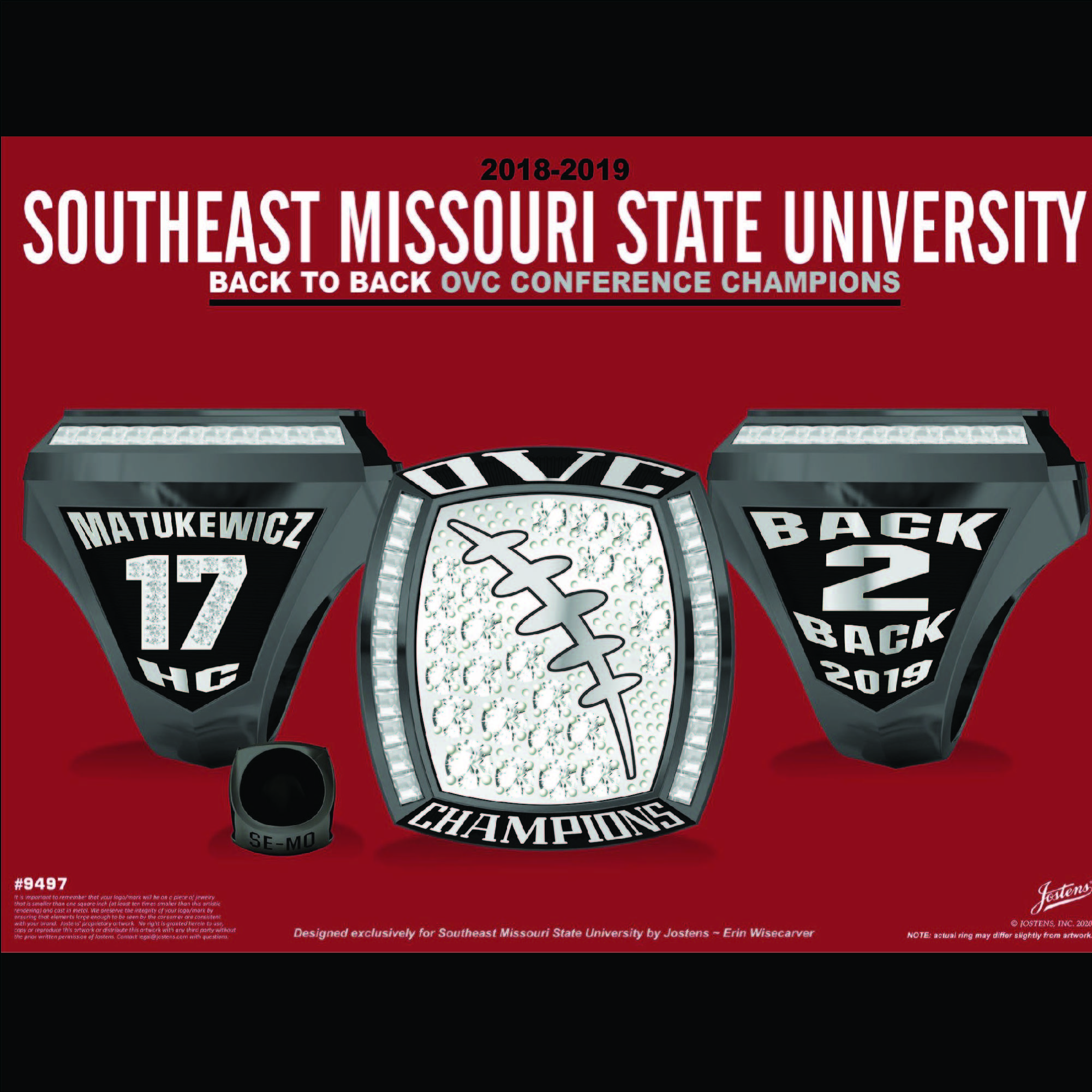 Southeast Missouri State Men's Football 2019 OVC Championship Ring