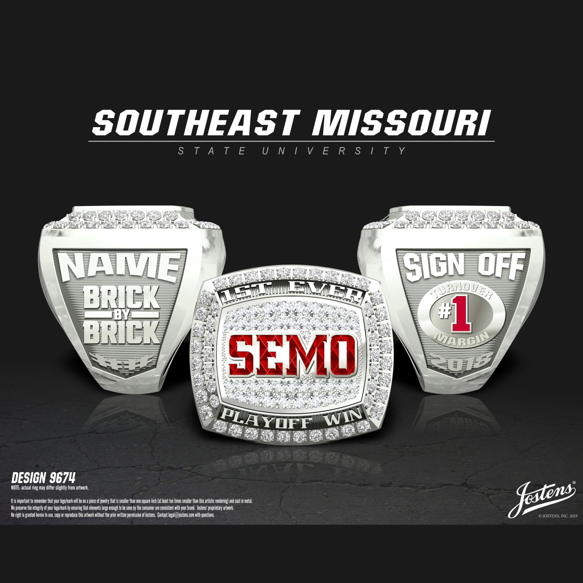 Southeast Missouri State University Men's Football 2018 Playoff Championship Ring