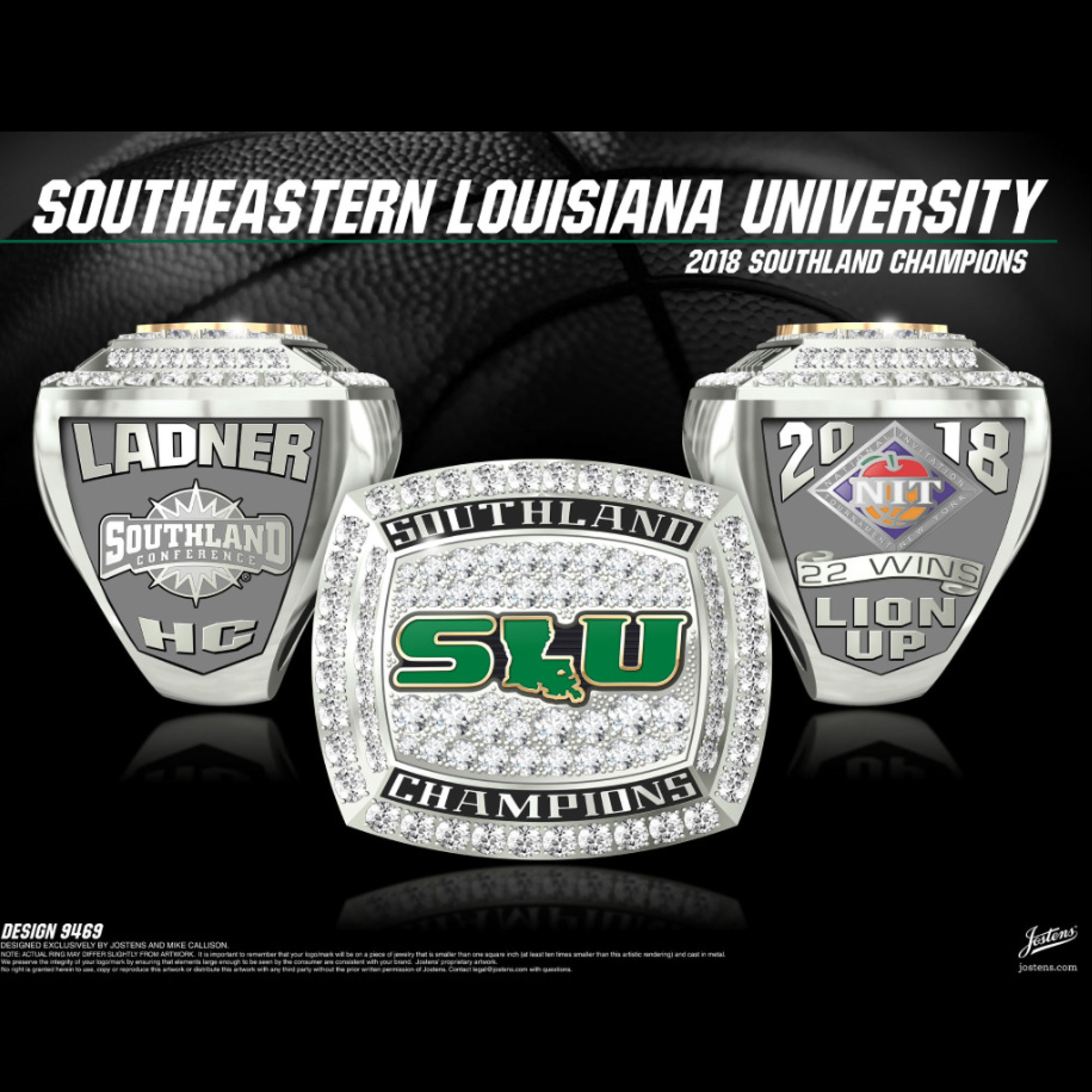 Southeastern Louisiana University Men's Basketball 2018 Southland Championship Ring