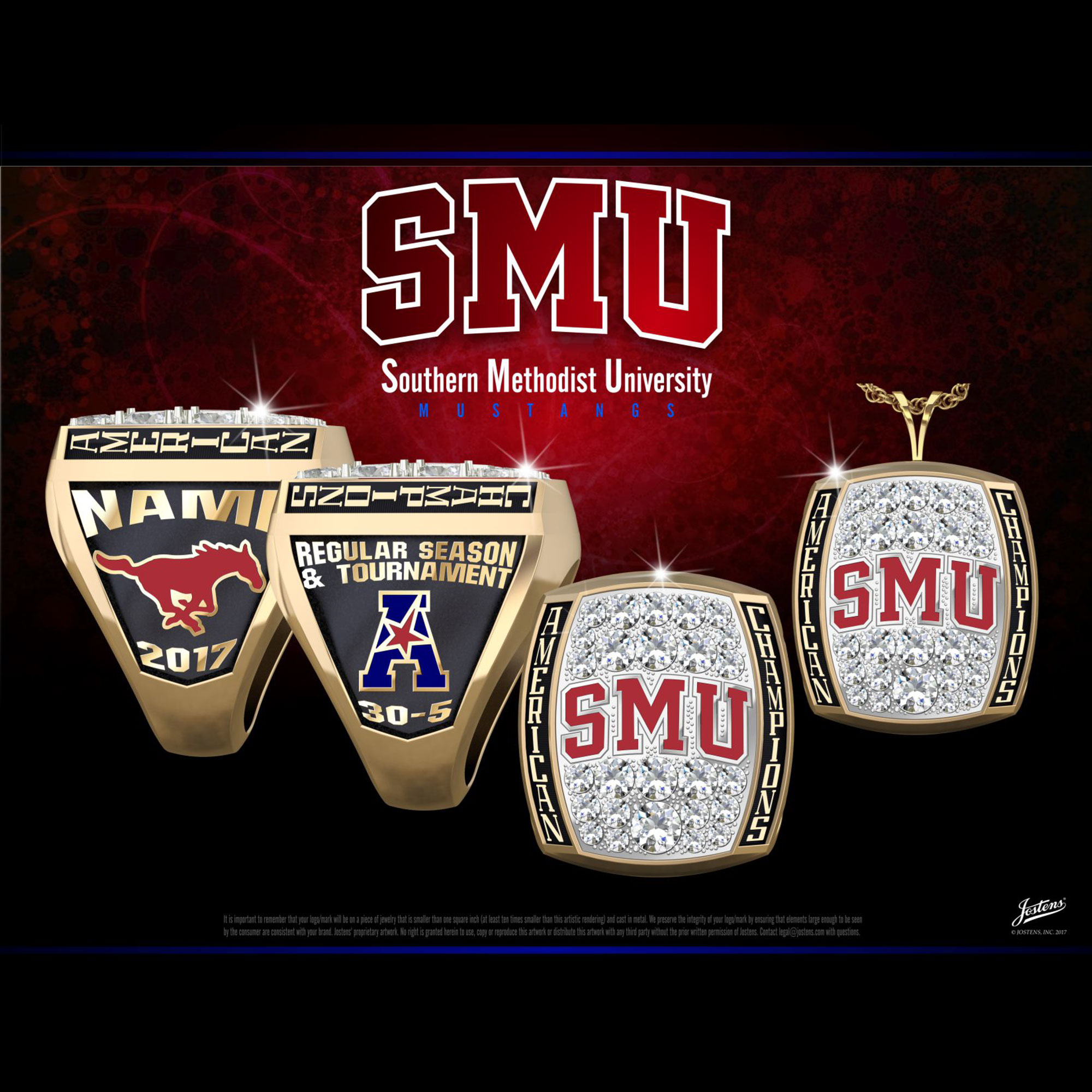 Southern Methodist University Men's Basketball 2017 American Championship Ring